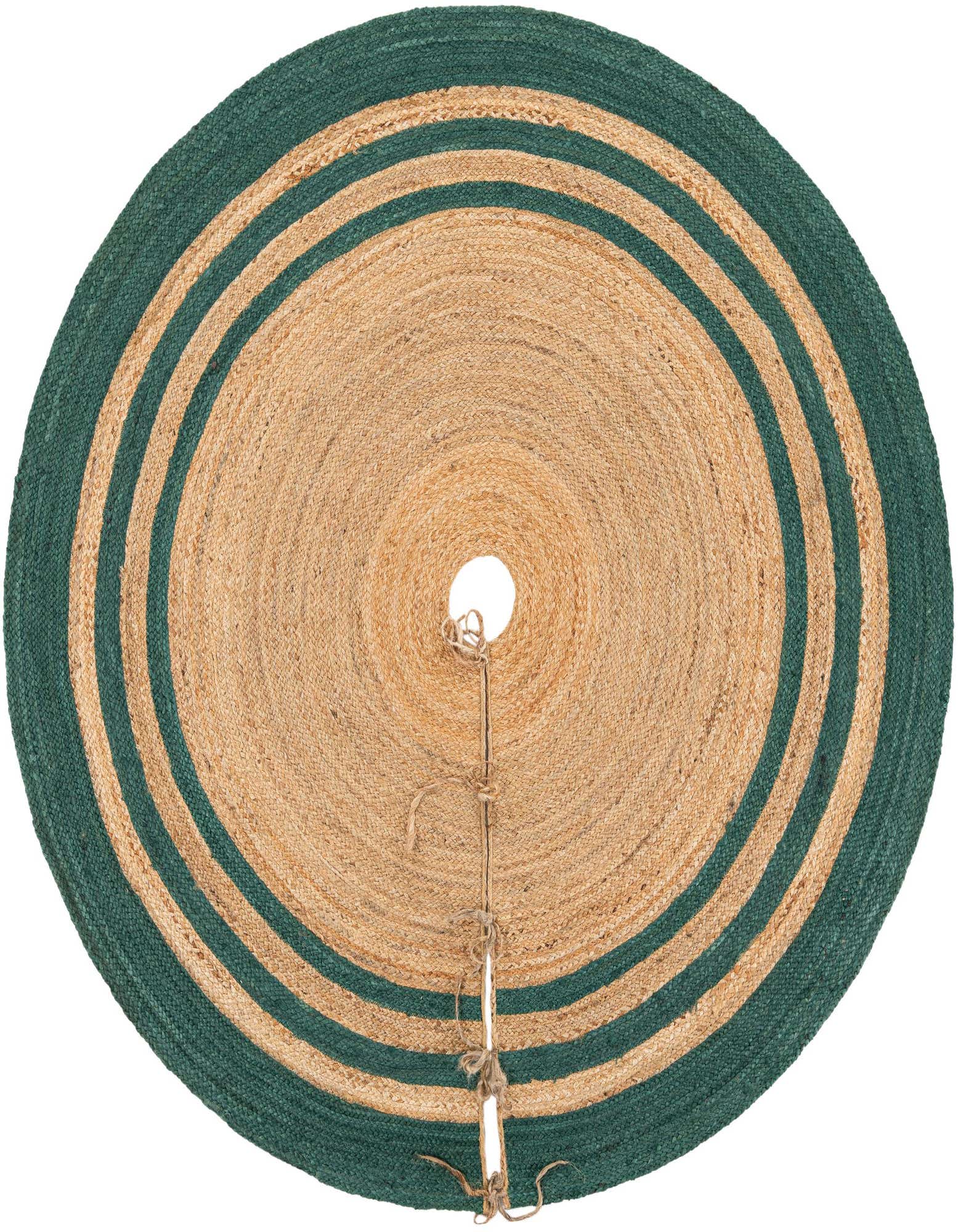 Primary image Custom Natural and Green Hand Braided Christmas Tree Skirt