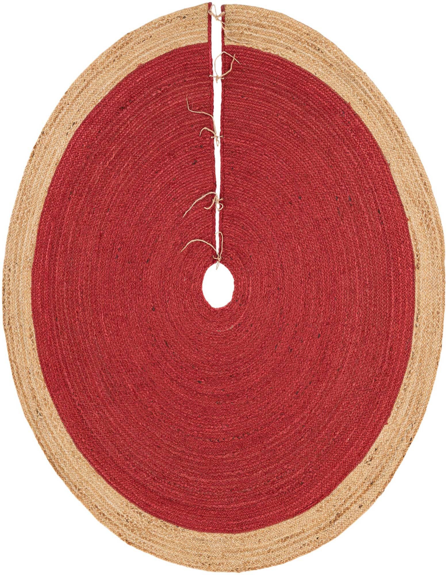 Primary image  Custom Red  Hand Braided Christmas Tree Skirt