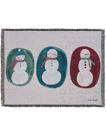 4' 6 x 6' Friendly Snowmen Throw Blanket
