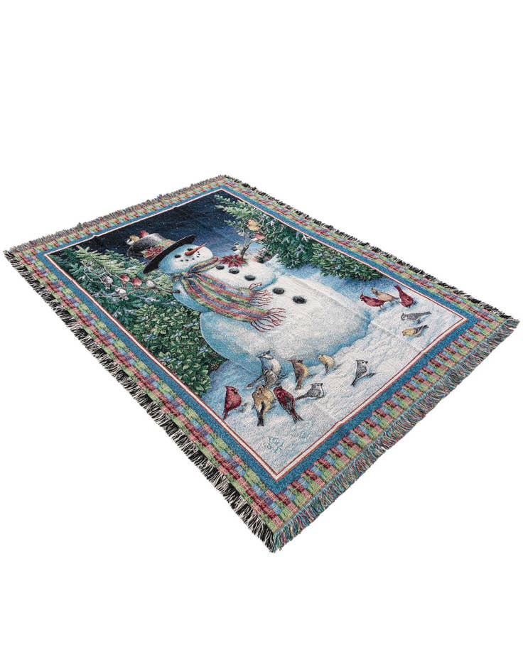 Detail image of 4' 6 x 6' Plaid Snowman Throw Blanket