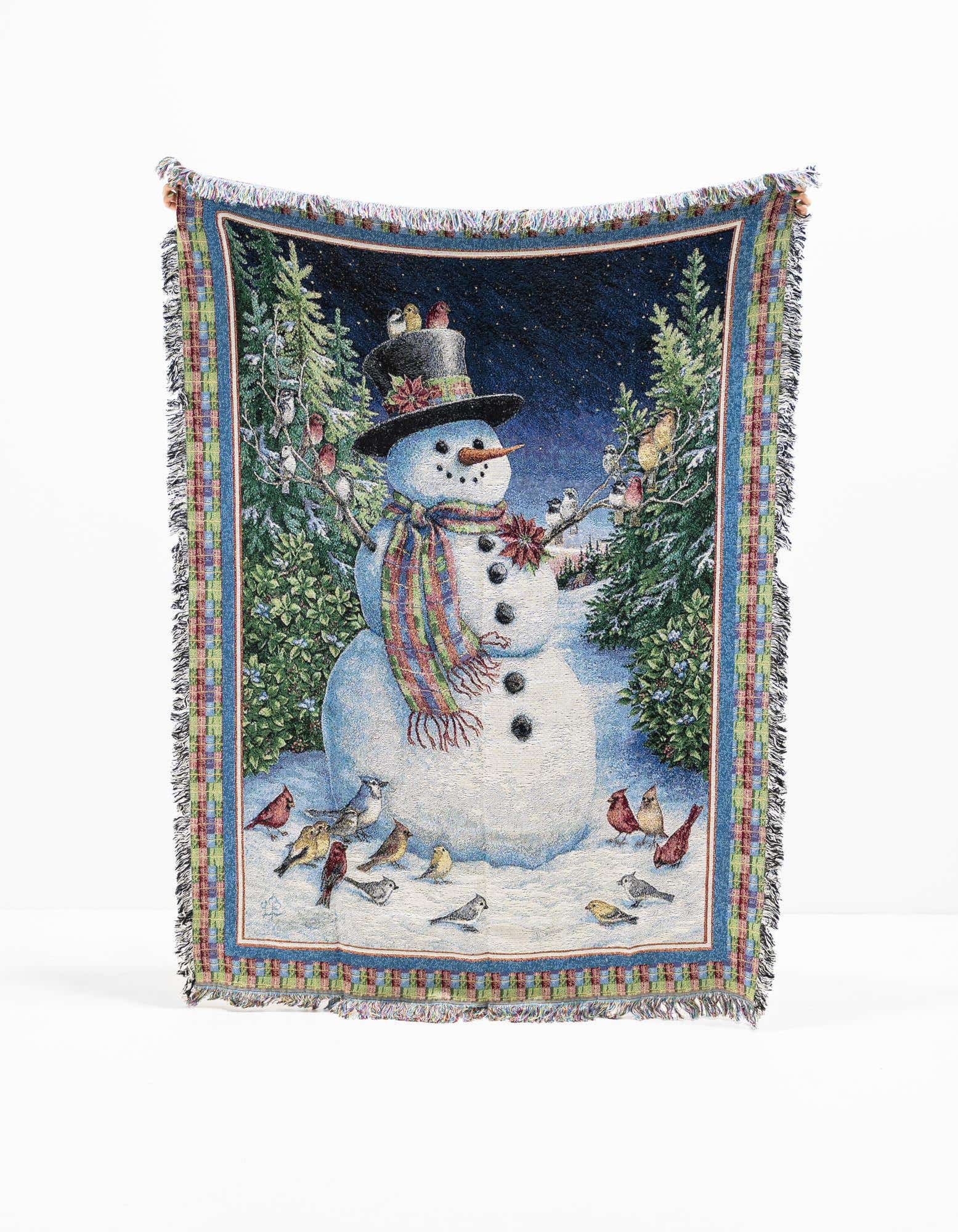 Primary image of 4' 6 x 6' Plaid Snowman Throw Blanket