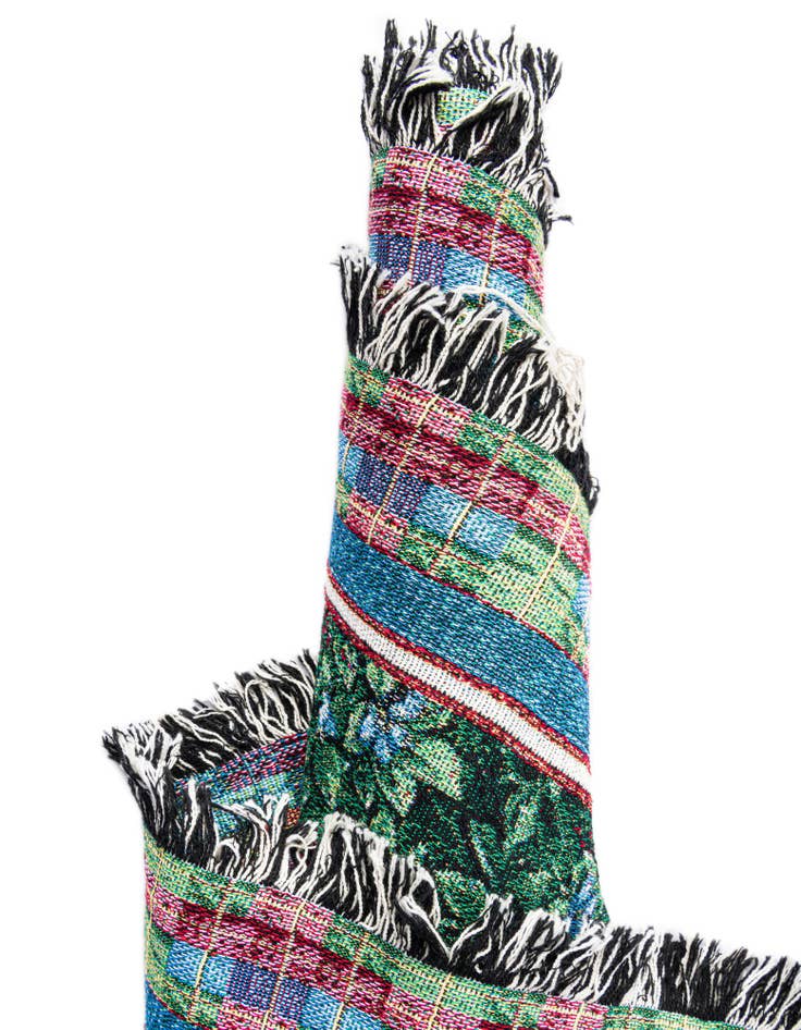 Detail image of 4' 6 x 6' Plaid Snowman Throw Blanket