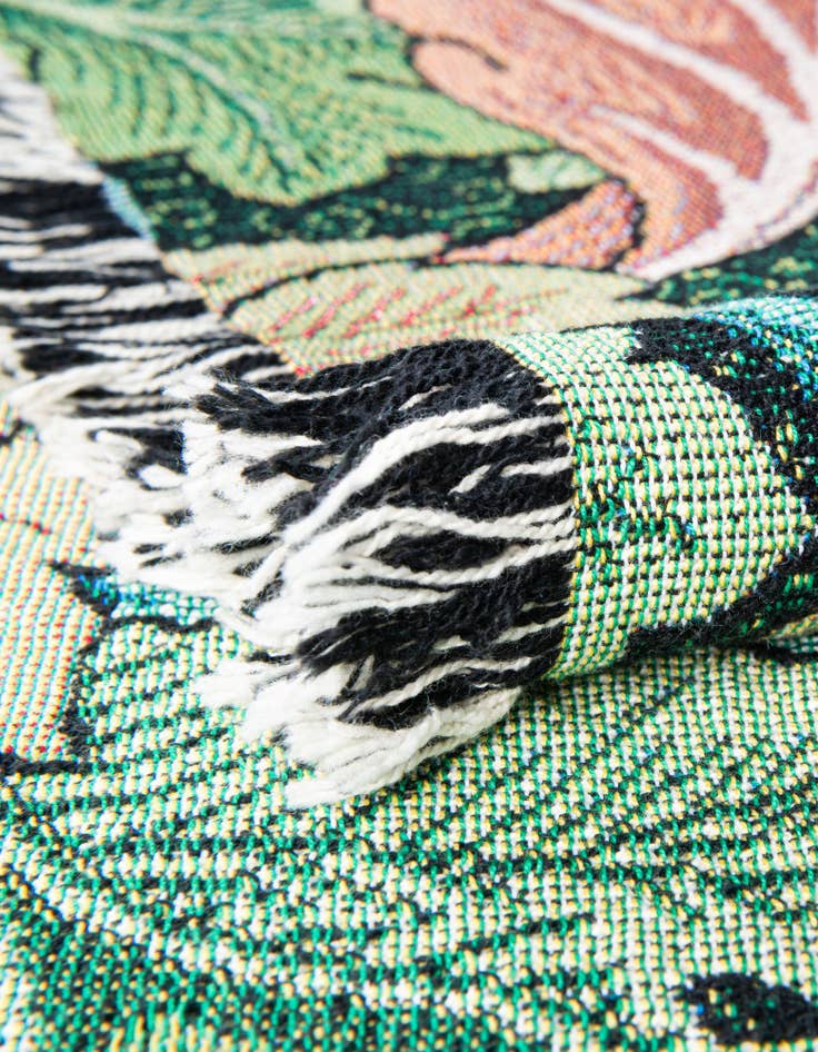 Detail image of 4' 6 x 6' William Morris Acanthus Leaves Forest Throw Blanket