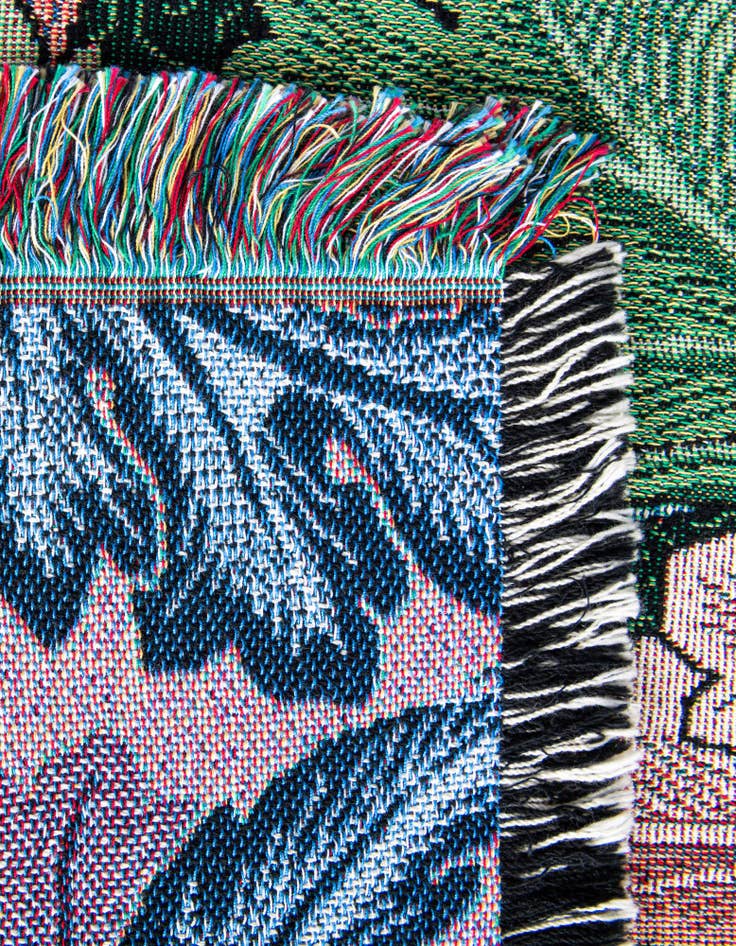 Detail image of 4' 6 x 6' William Morris Acanthus Leaves Forest Throw Blanket