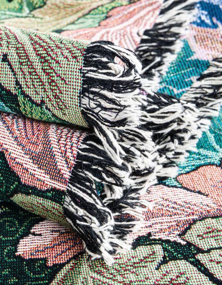 Detail image of 4' 6 x 6' William Morris Acanthus Leaves Forest Throw Blanket