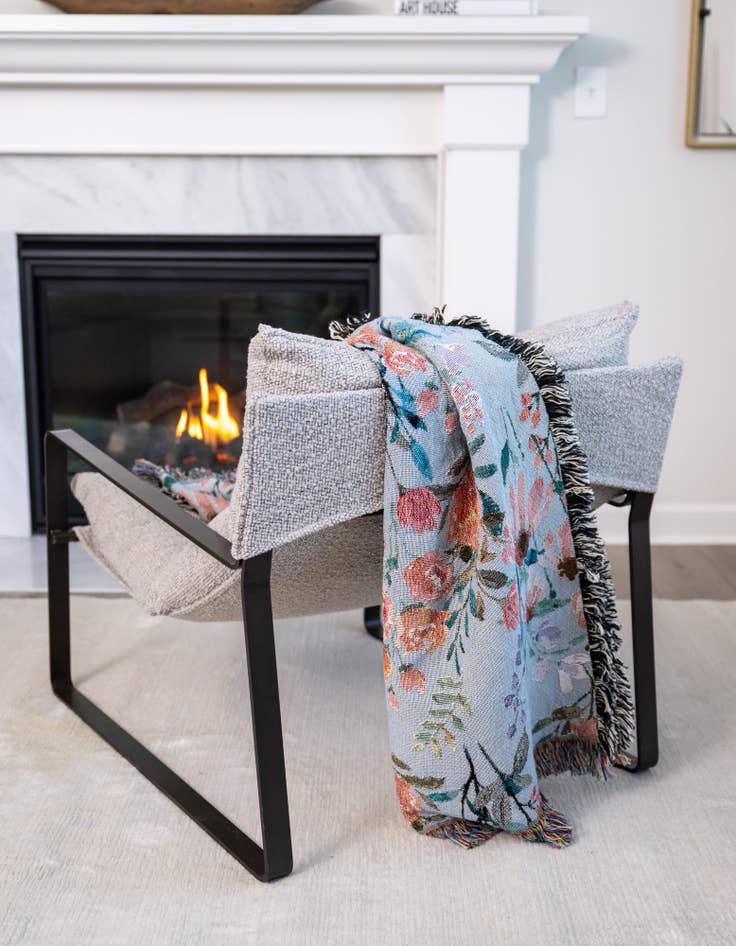 Detail image of 4' 6 x 6' Floral-Pink Bloom Throw Blanket