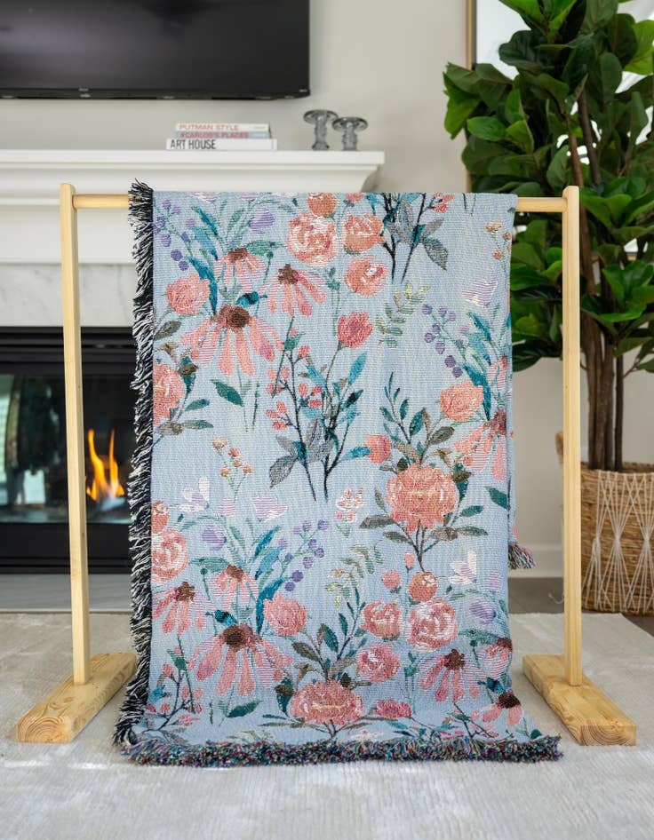 Detail image of 4' 6 x 6' Floral-Pink Bloom Throw Blanket