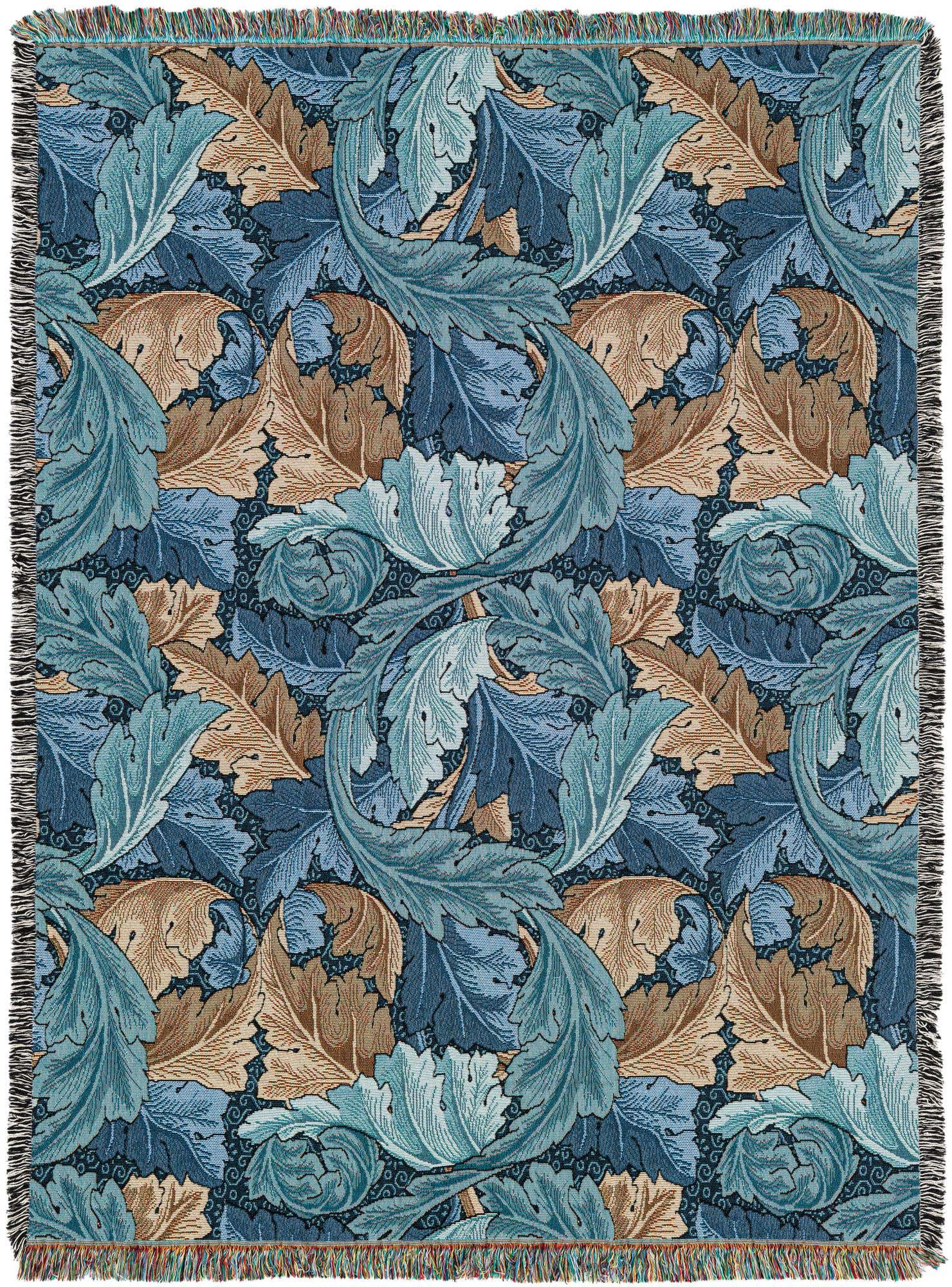 Primary image 4' 6 x 6' William Morris Acanthus Leaves Midnight Throw Blanket