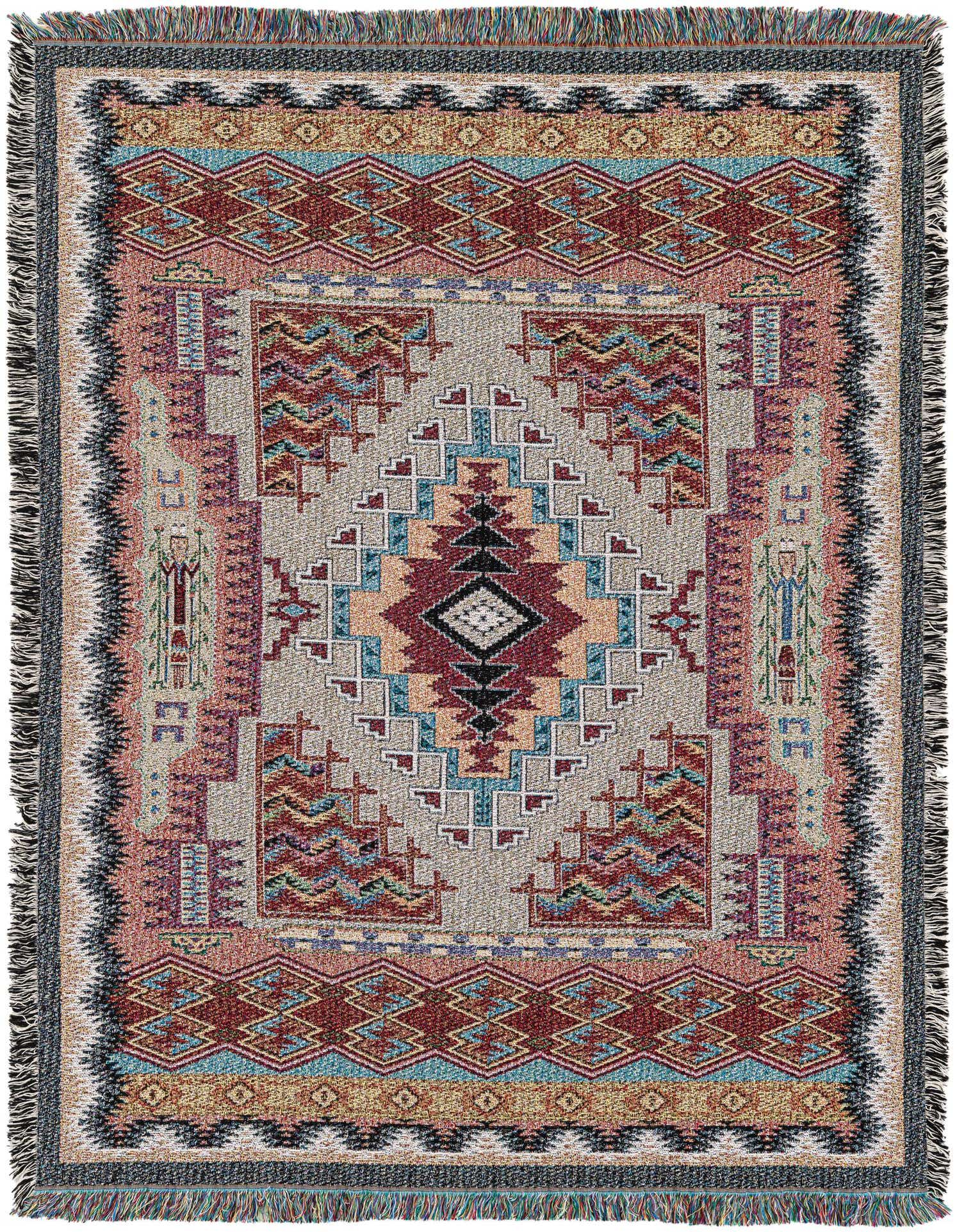 A 4x6 multi-colored rectangular rug featuring an intricate Oriental medallion pattern with fringe edges, suitable for various indoor rooms.