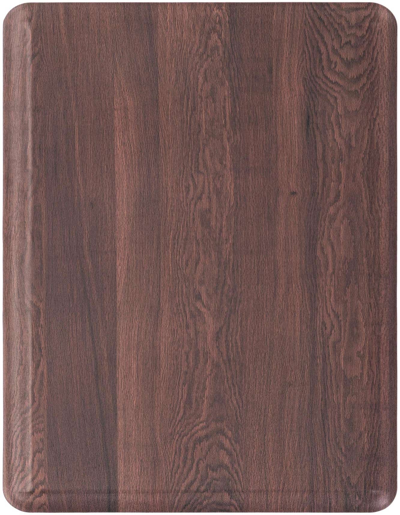 A 2x3 rectangular Comfort Mat by Rugs.com with a dark brown wood grain pattern, ideal for indoor use.