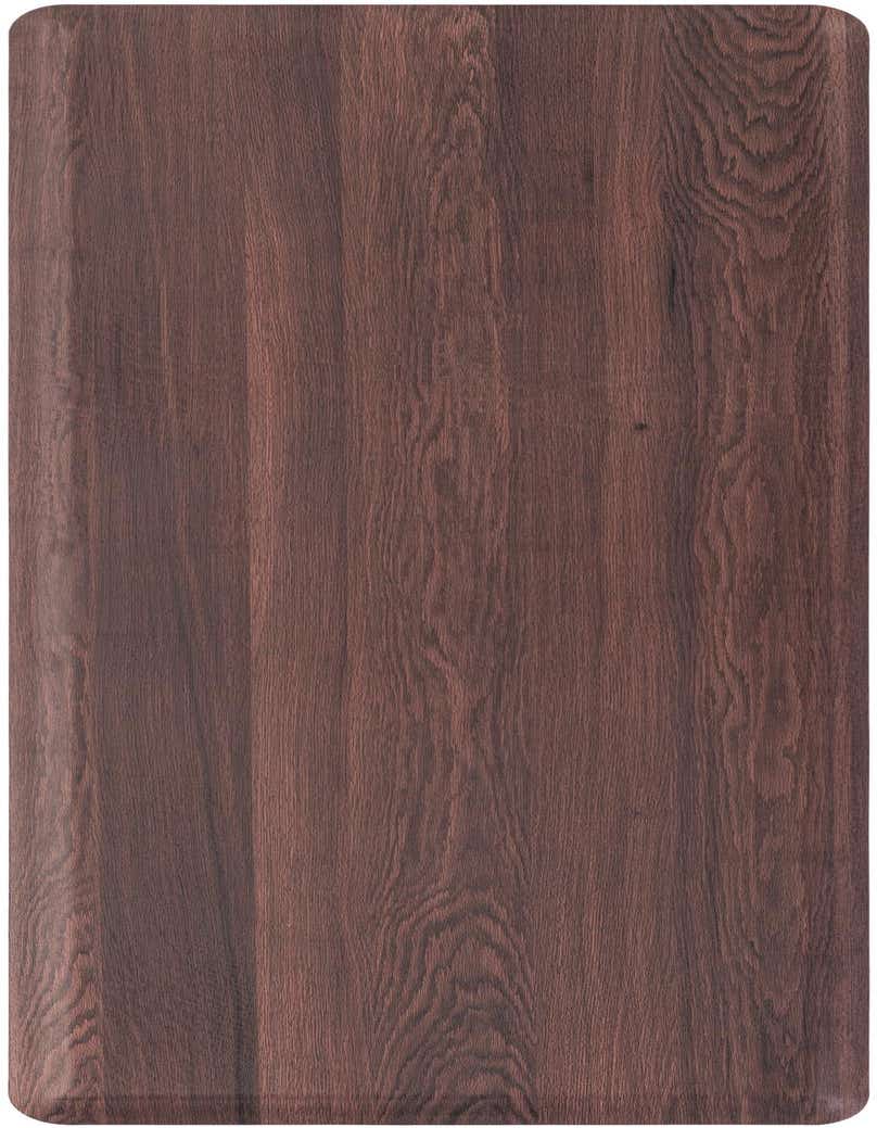 A 2x5 rectangular Comfort Mat rug in varying shades of brown, featuring a modern, abstract wood grain pattern.