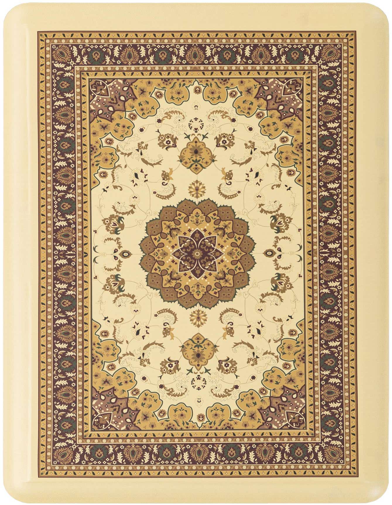 A 2x3 rectangular Rugs.com Comfort Mat featuring a traditional Oriental medallion pattern in shades of brown and tan.