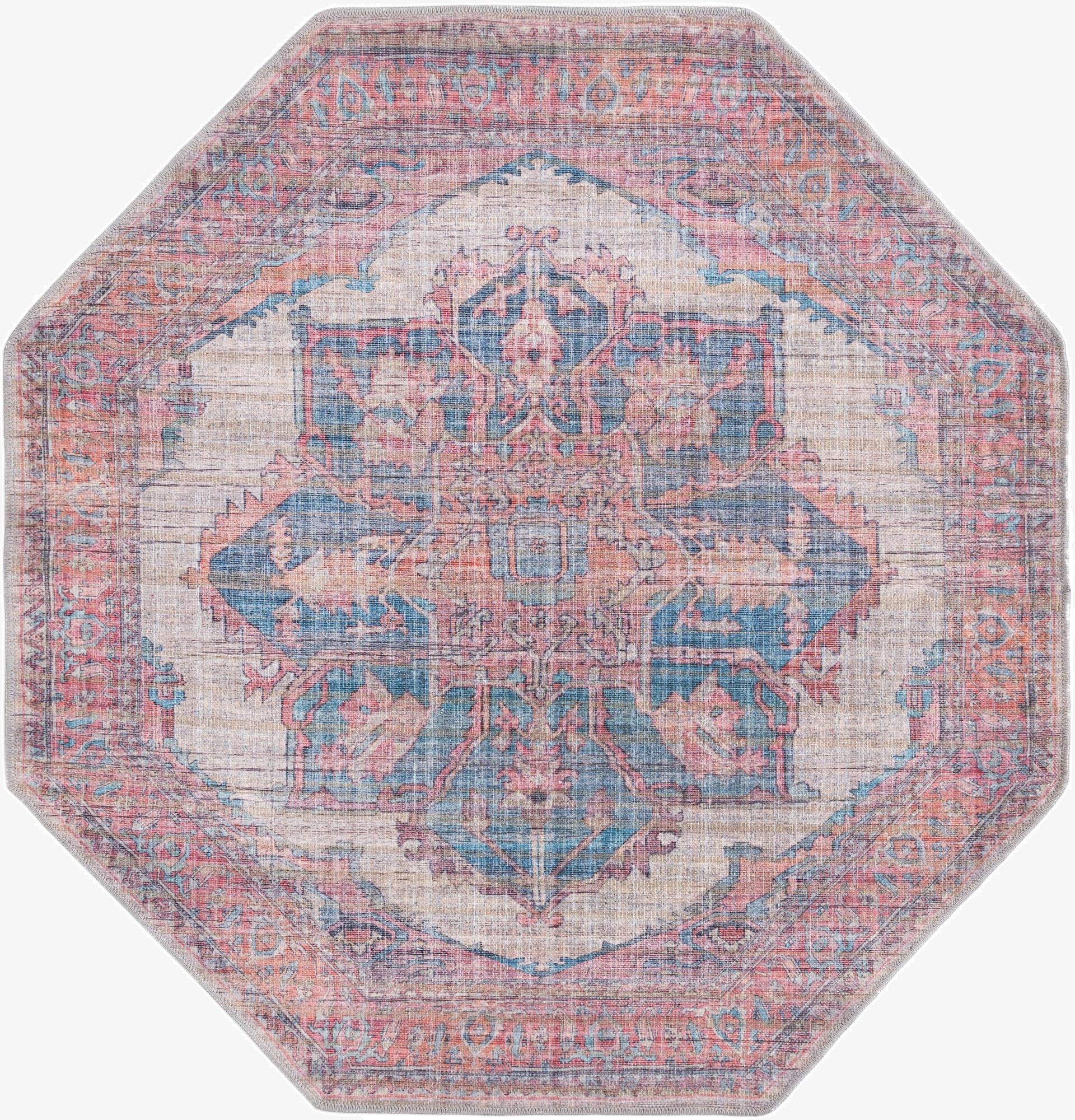  5' 3 x 5' 3  Washable Nostalgia Octagon Rug