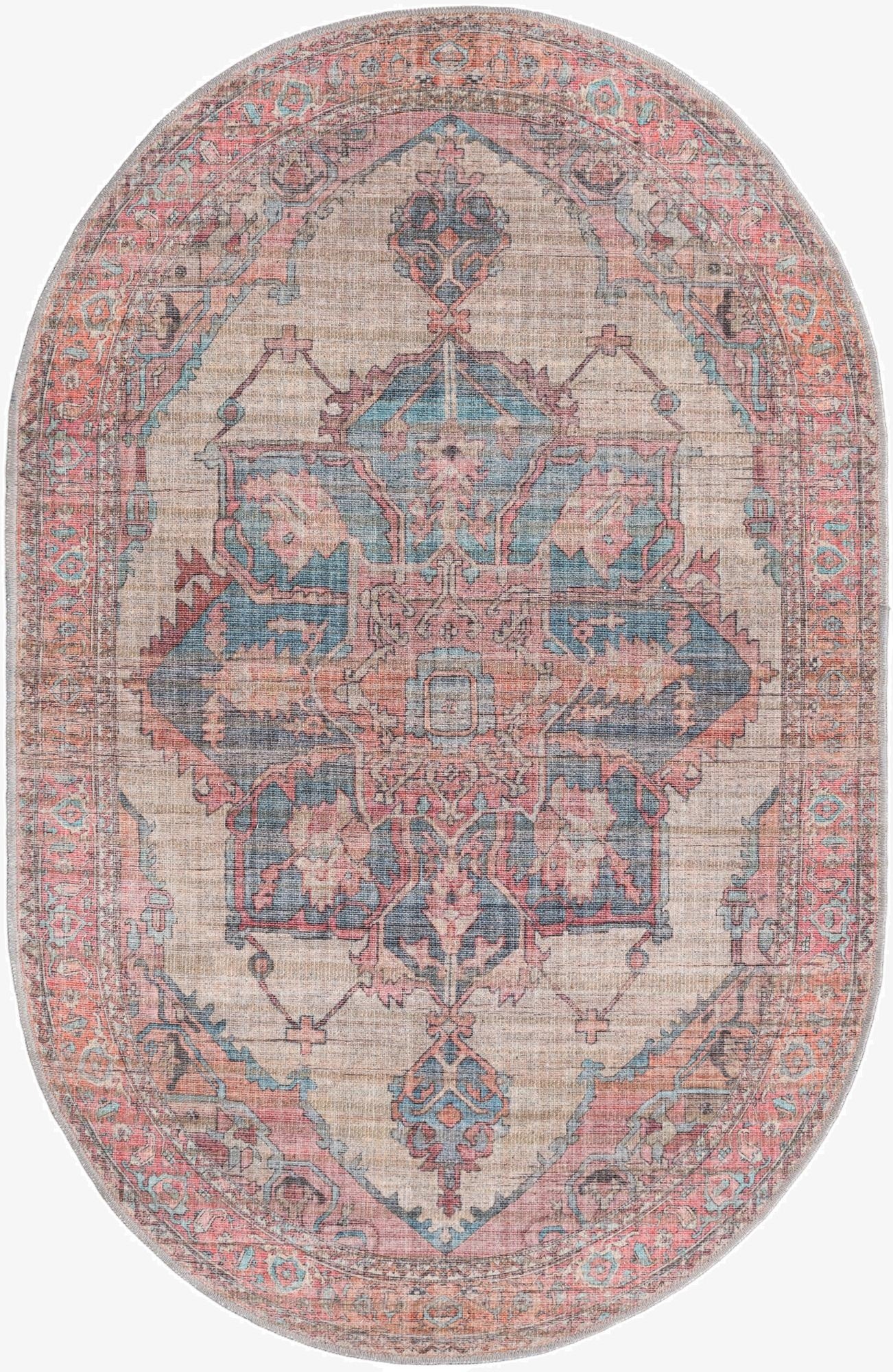  4' x 6'  Washable Nostalgia Oval Rug