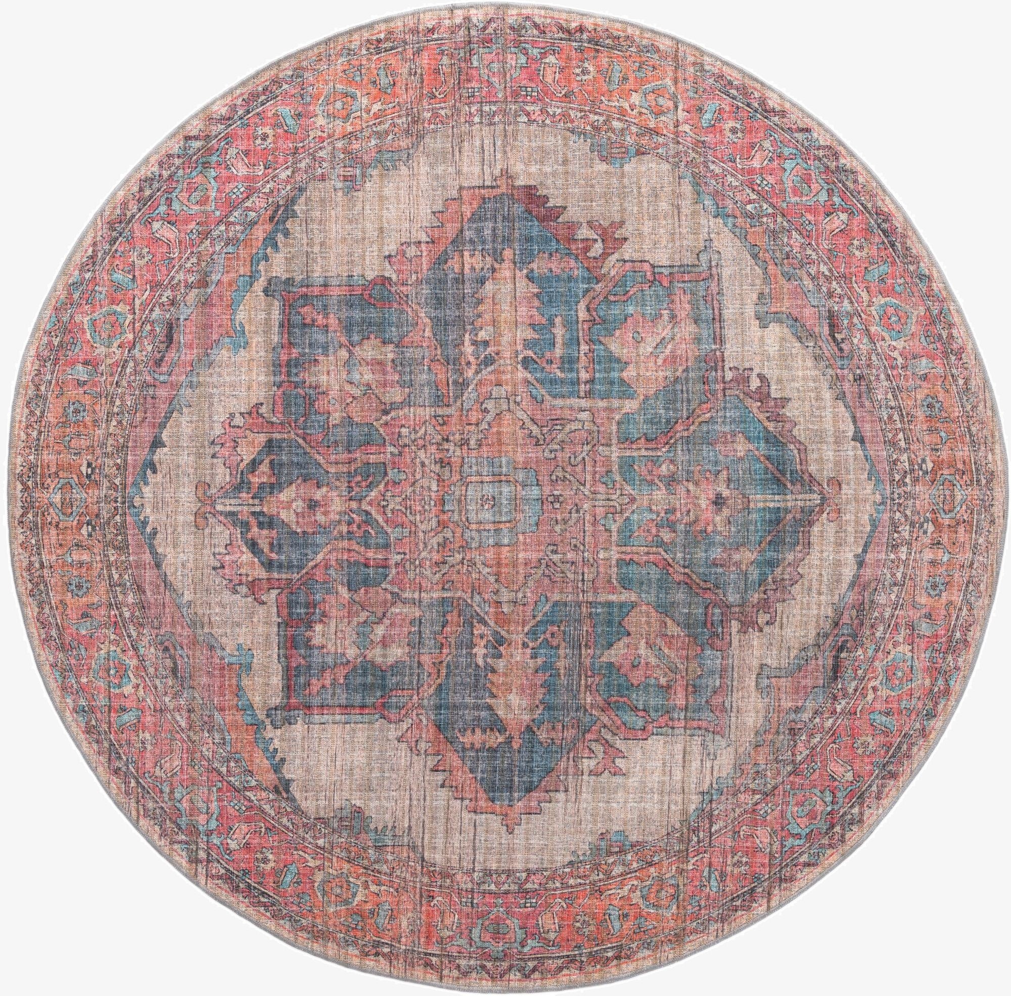  7' 10 x 7' 10  Washable Nostalgia Round Rug