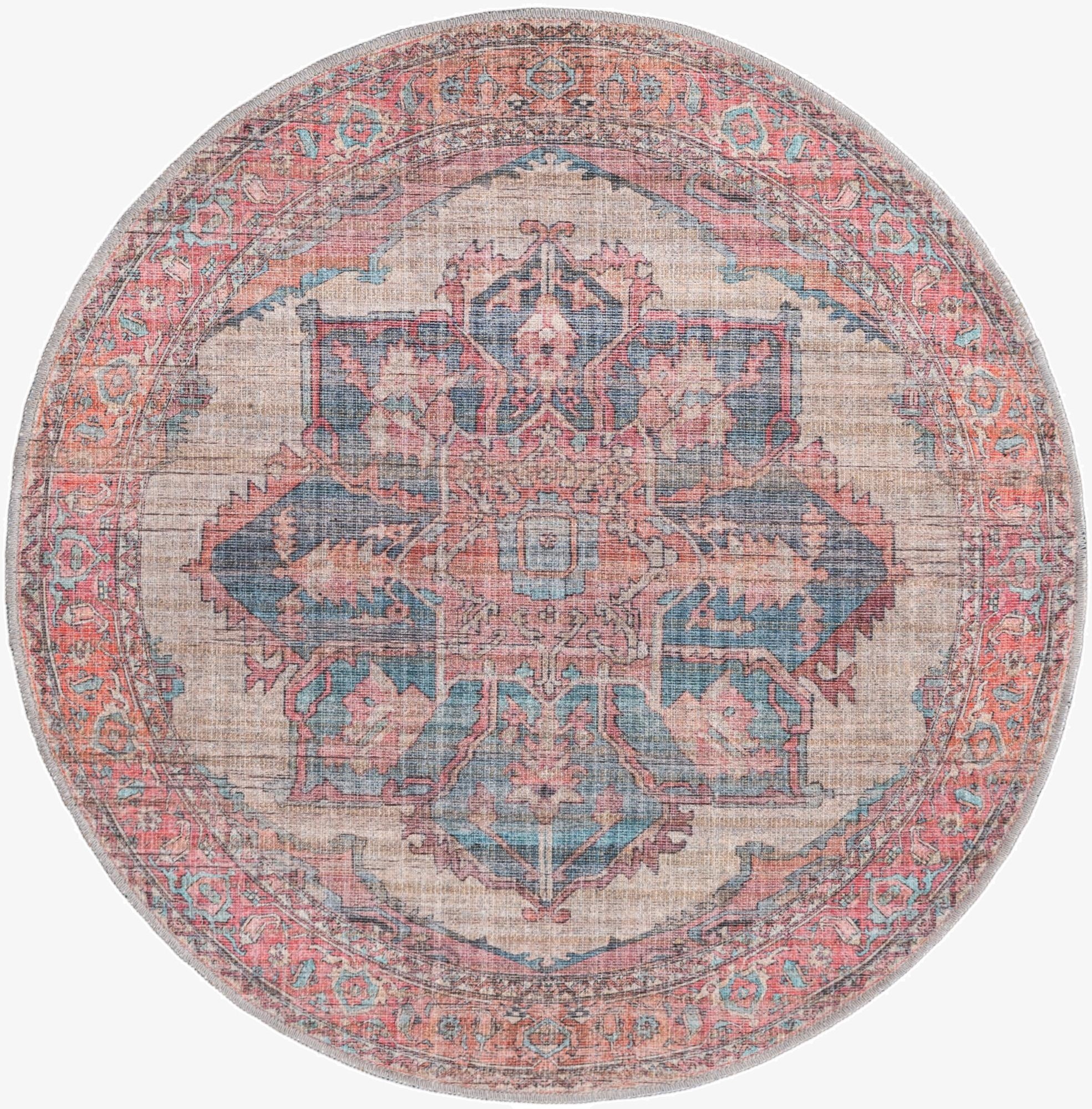  4' x 4'  Washable Nostalgia Round Rug