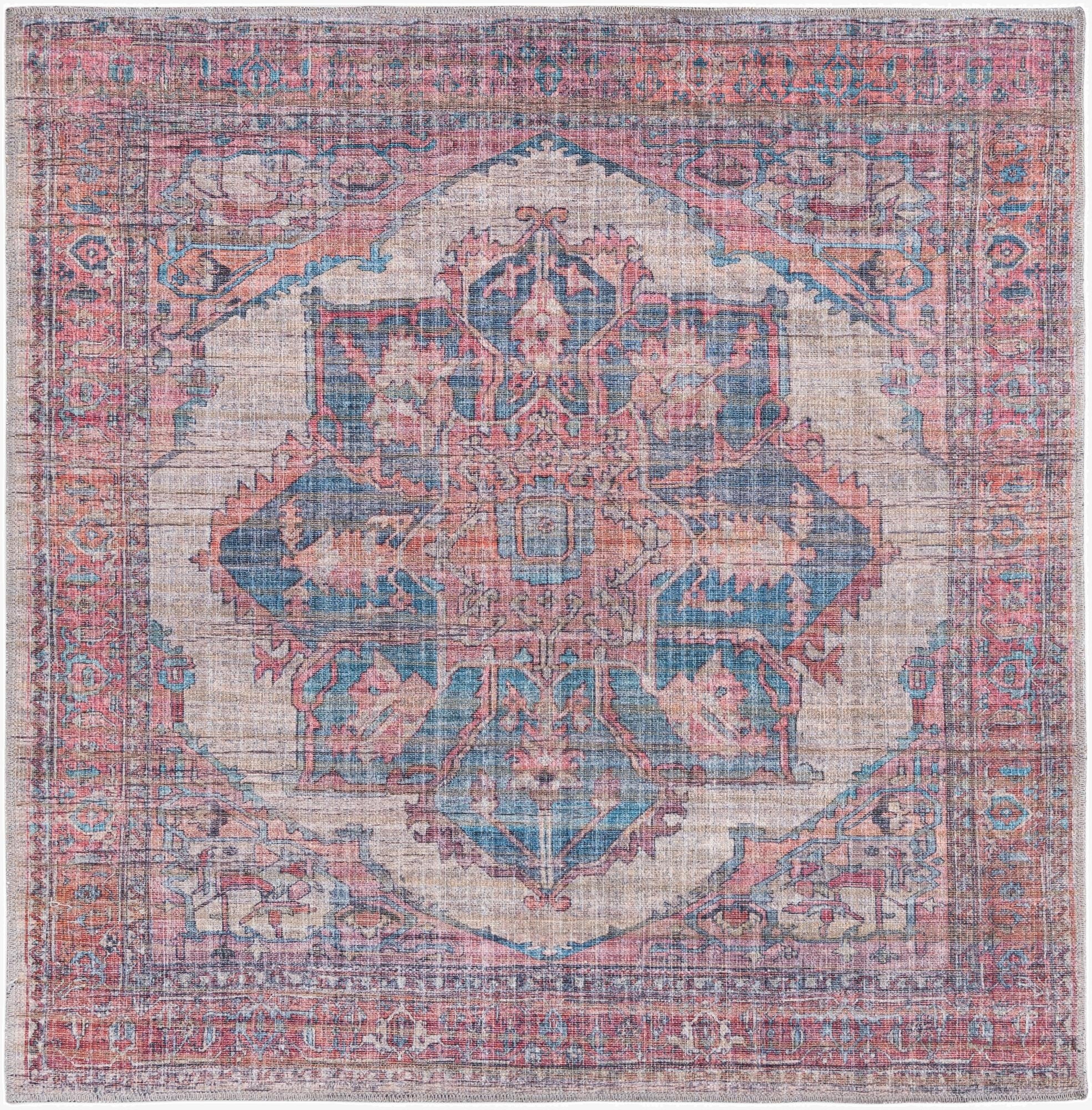  5' 3 x 5' 3  Washable Nostalgia Square Rug