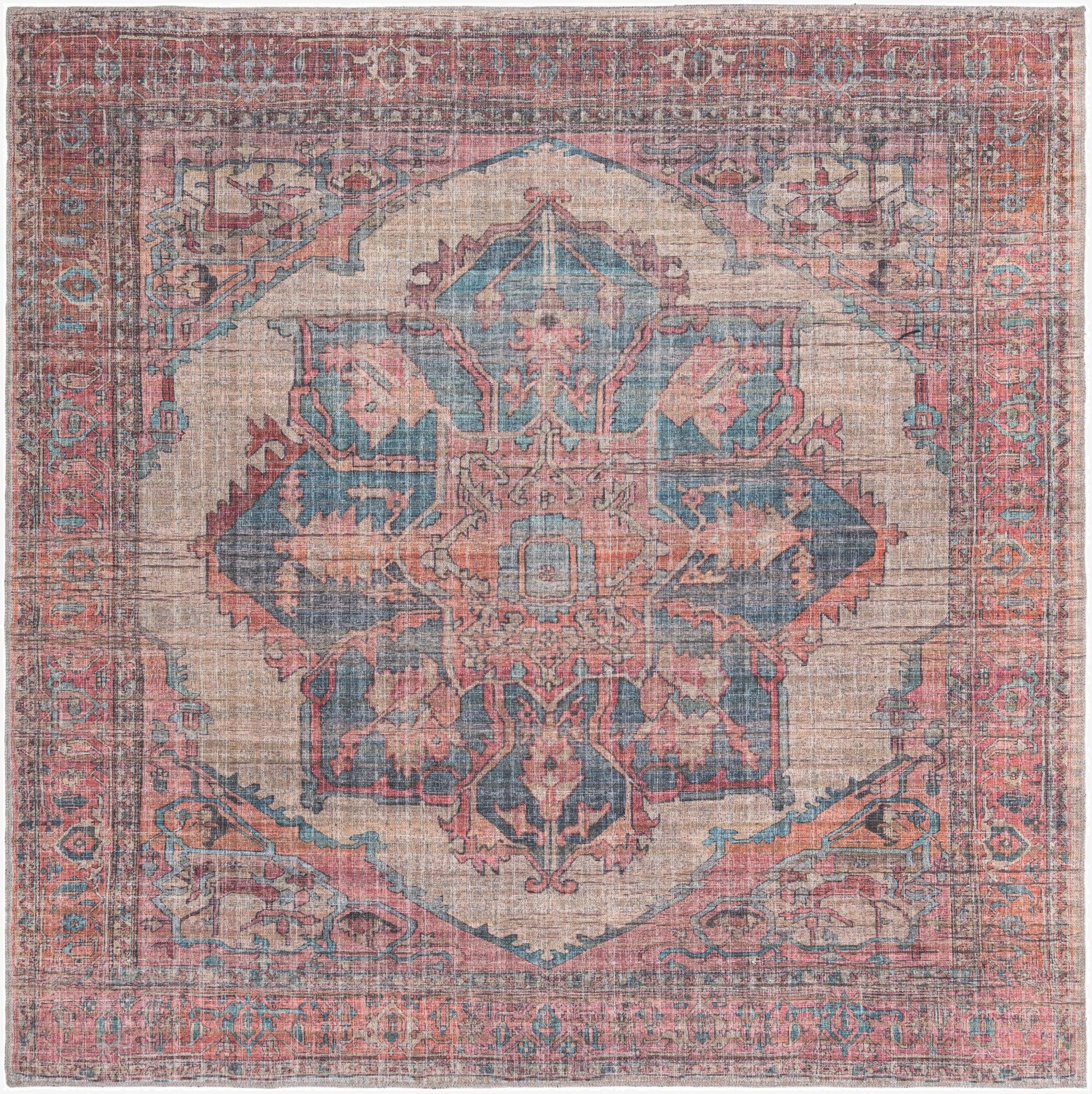  7' 10 x 7' 10  Washable Nostalgia Square Rug