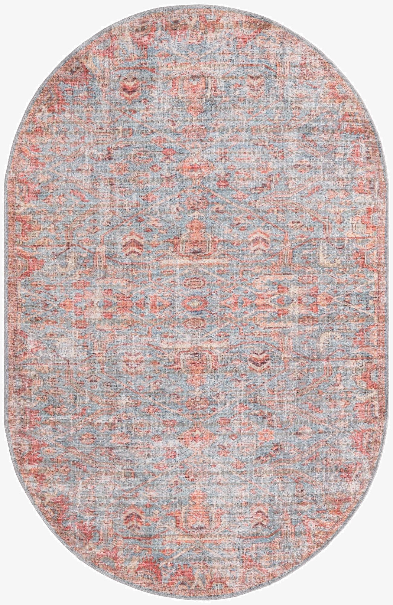  5' 3 x 8'  Washable Nostalgia Oval Rug