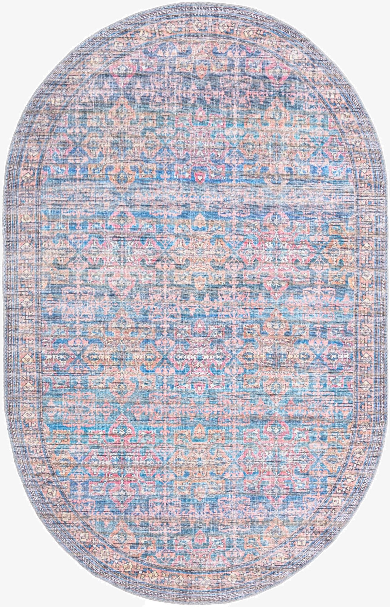 5' 3 x 8'  Washable Nostalgia Oval Rug