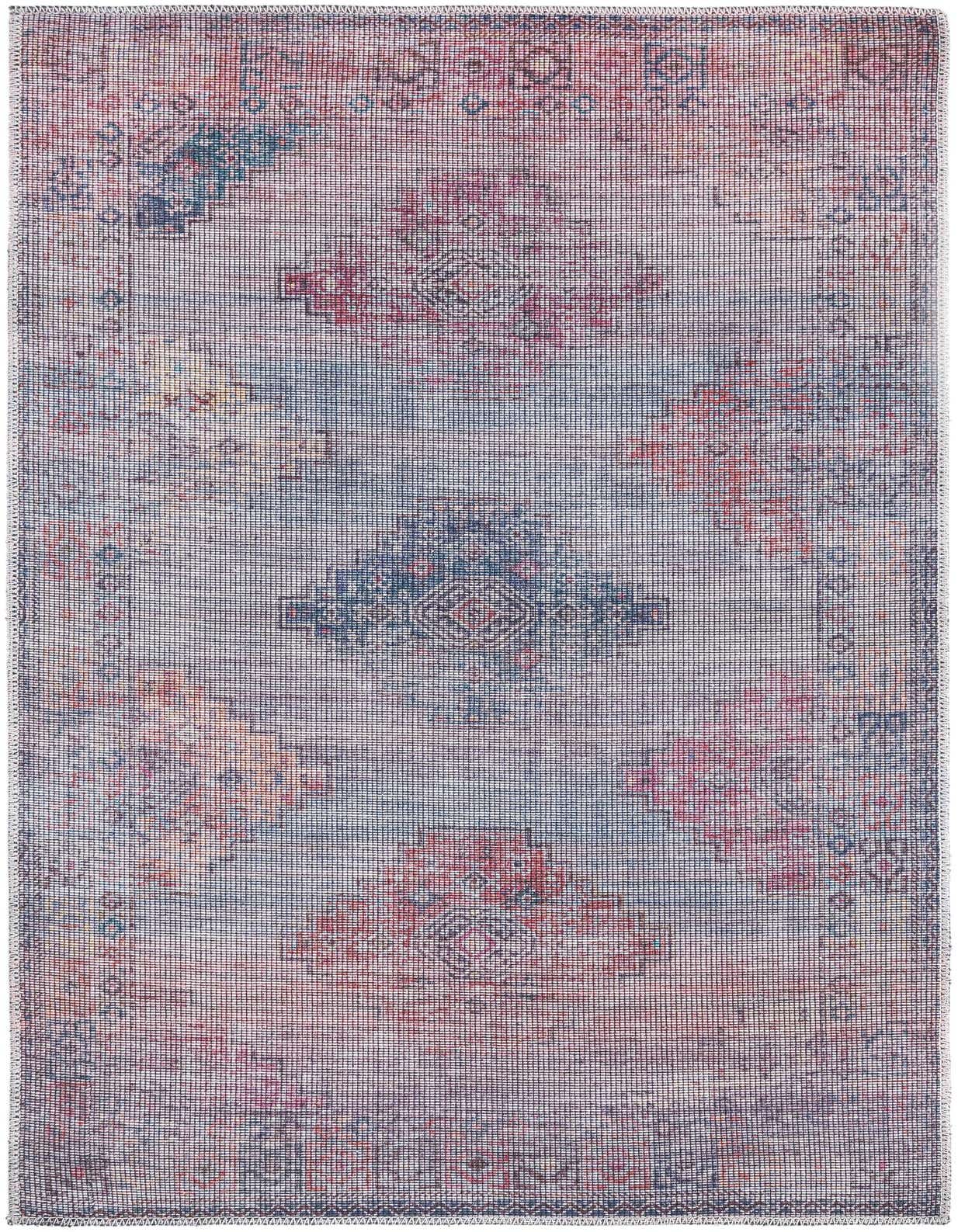 A 3x5 rectangular Sisu rug with a distressed Southwestern medallion pattern in shades of blue, red, and cream.