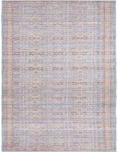 A 14 ft runner rug in shades of blue with a distressed traditional floral pattern, ideal for a hallway.