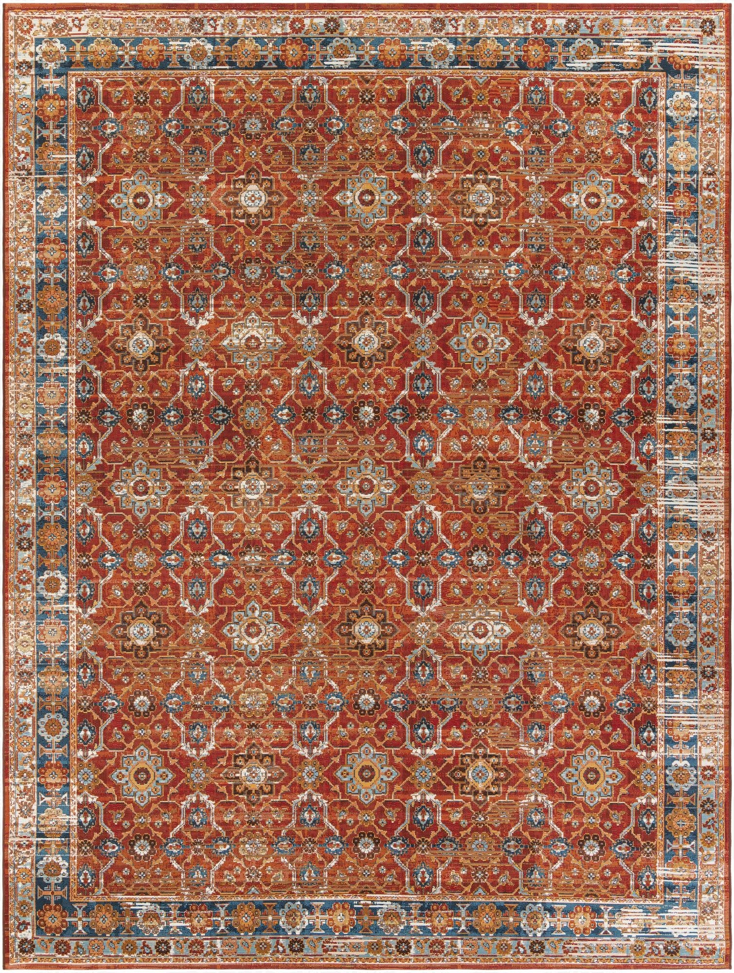  9' x 12'  Washable Traditional Indoor / Outdoor Rug