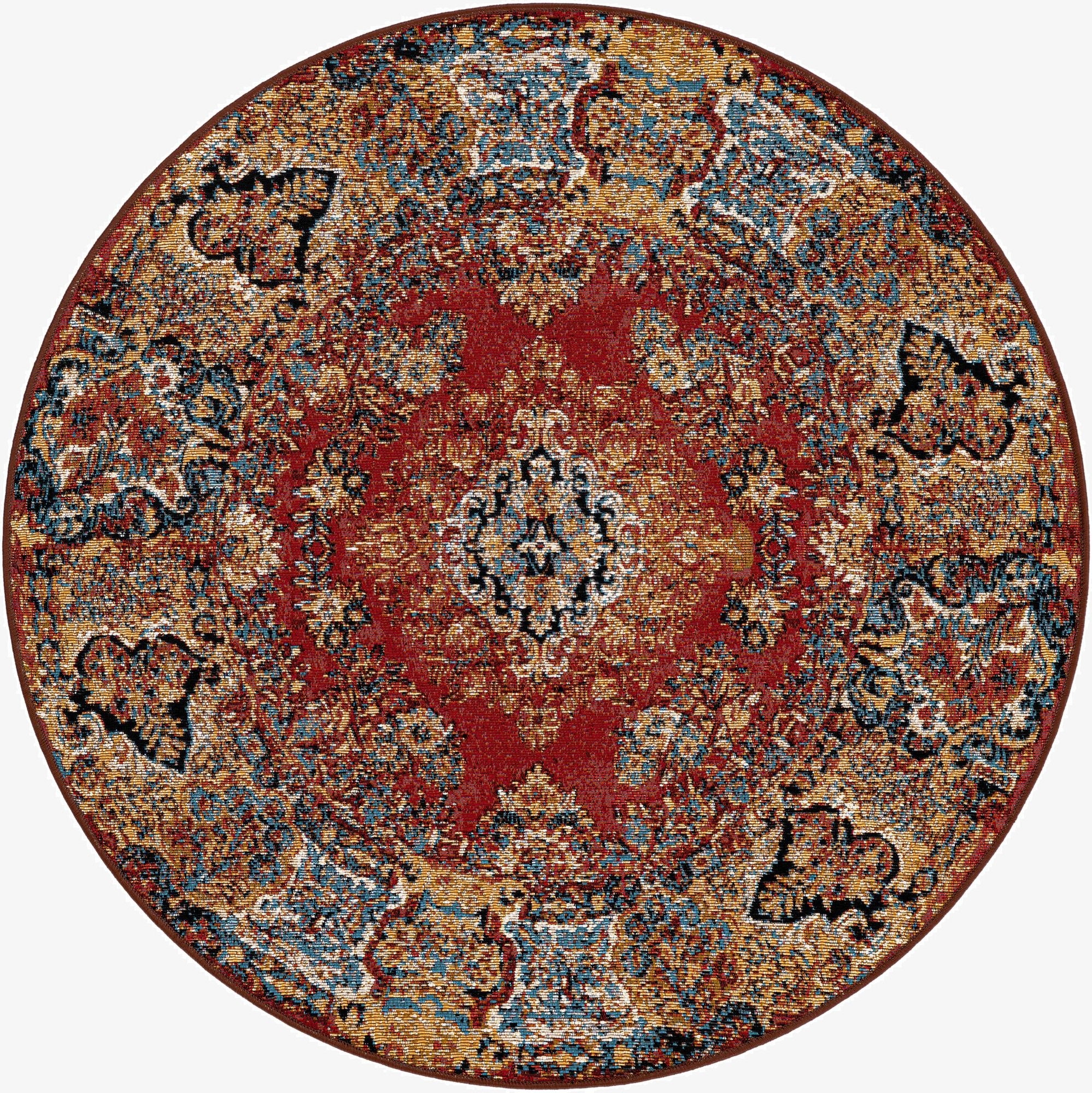  4' x 4'  Washable Traditional Indoor / Outdoor Round Rug