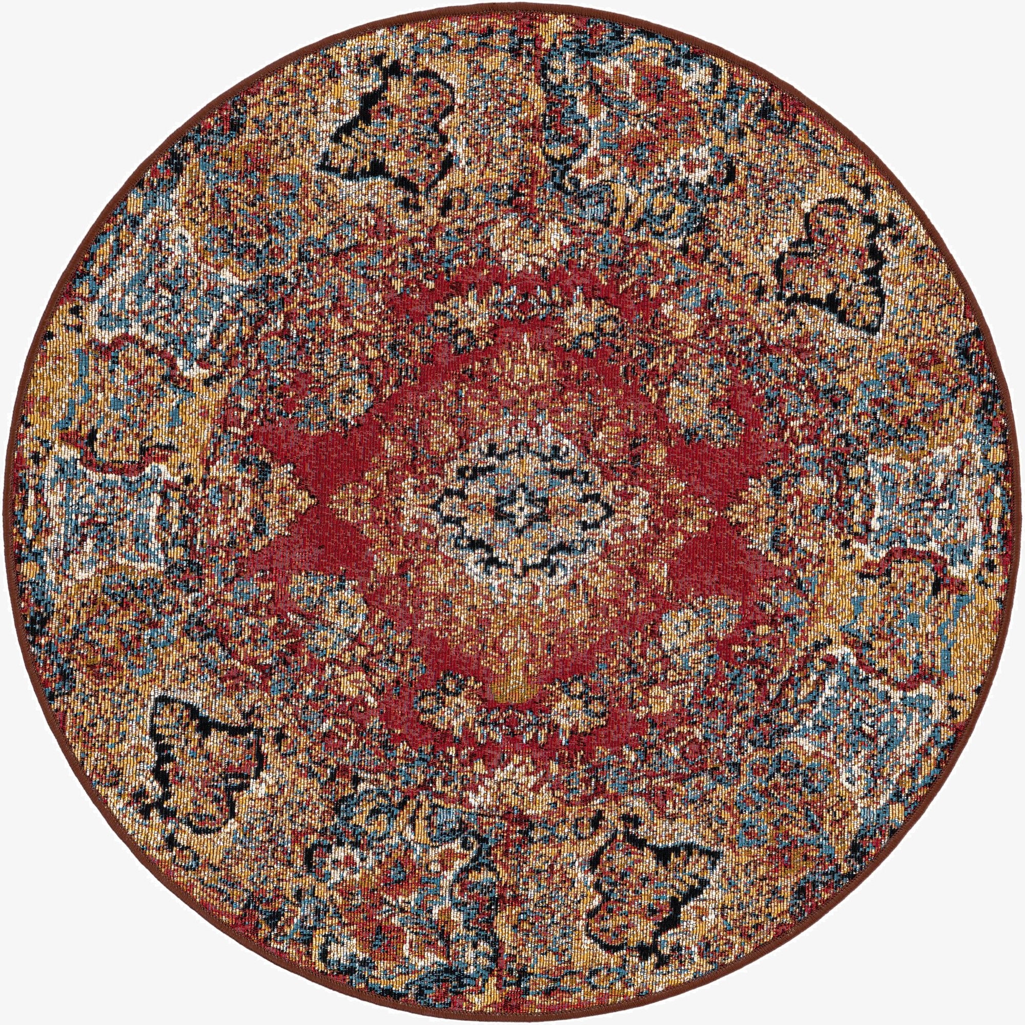  3' x 3'  Washable Traditional Indoor / Outdoor Round Rug