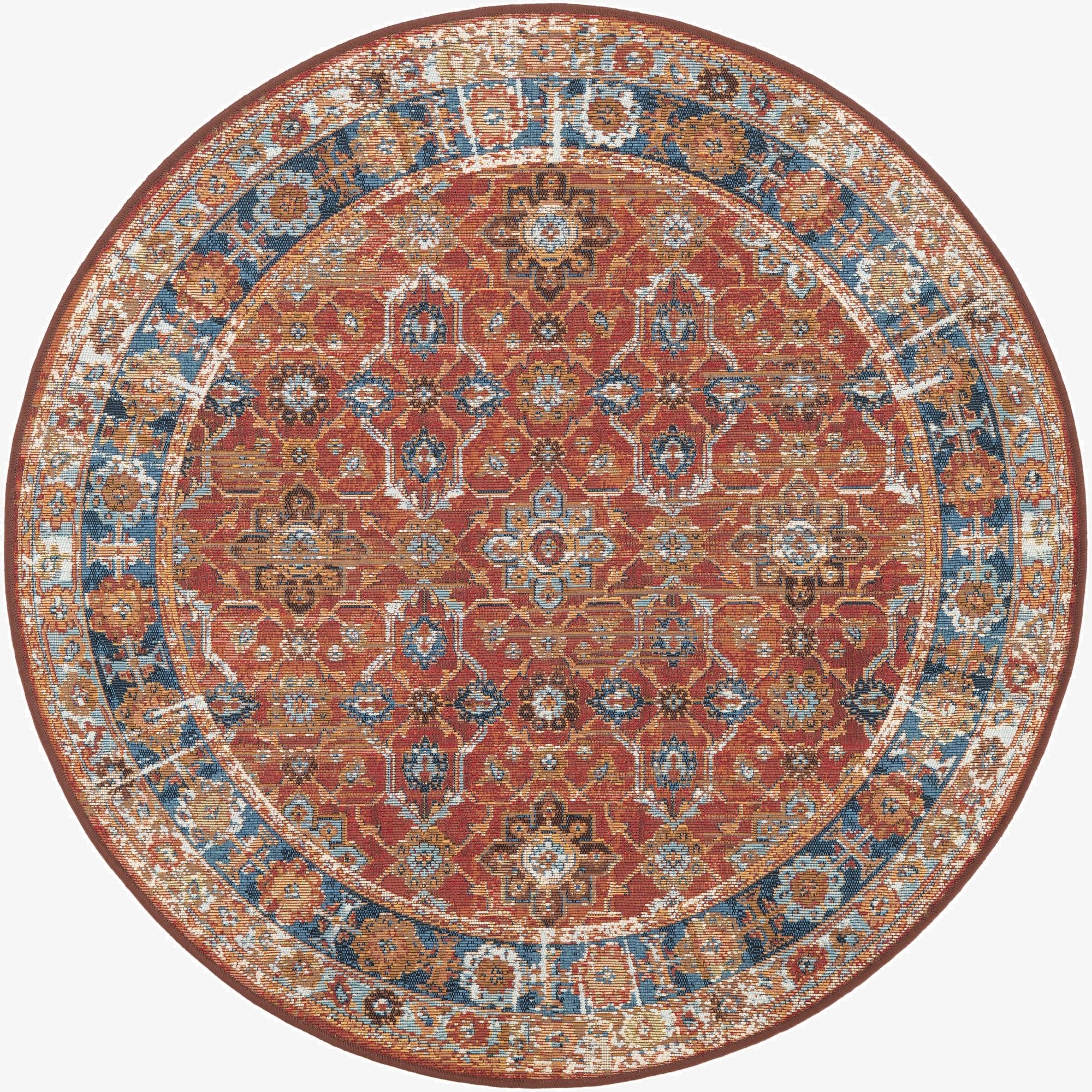  4' x 4'  Washable Traditional Indoor / Outdoor Round Rug