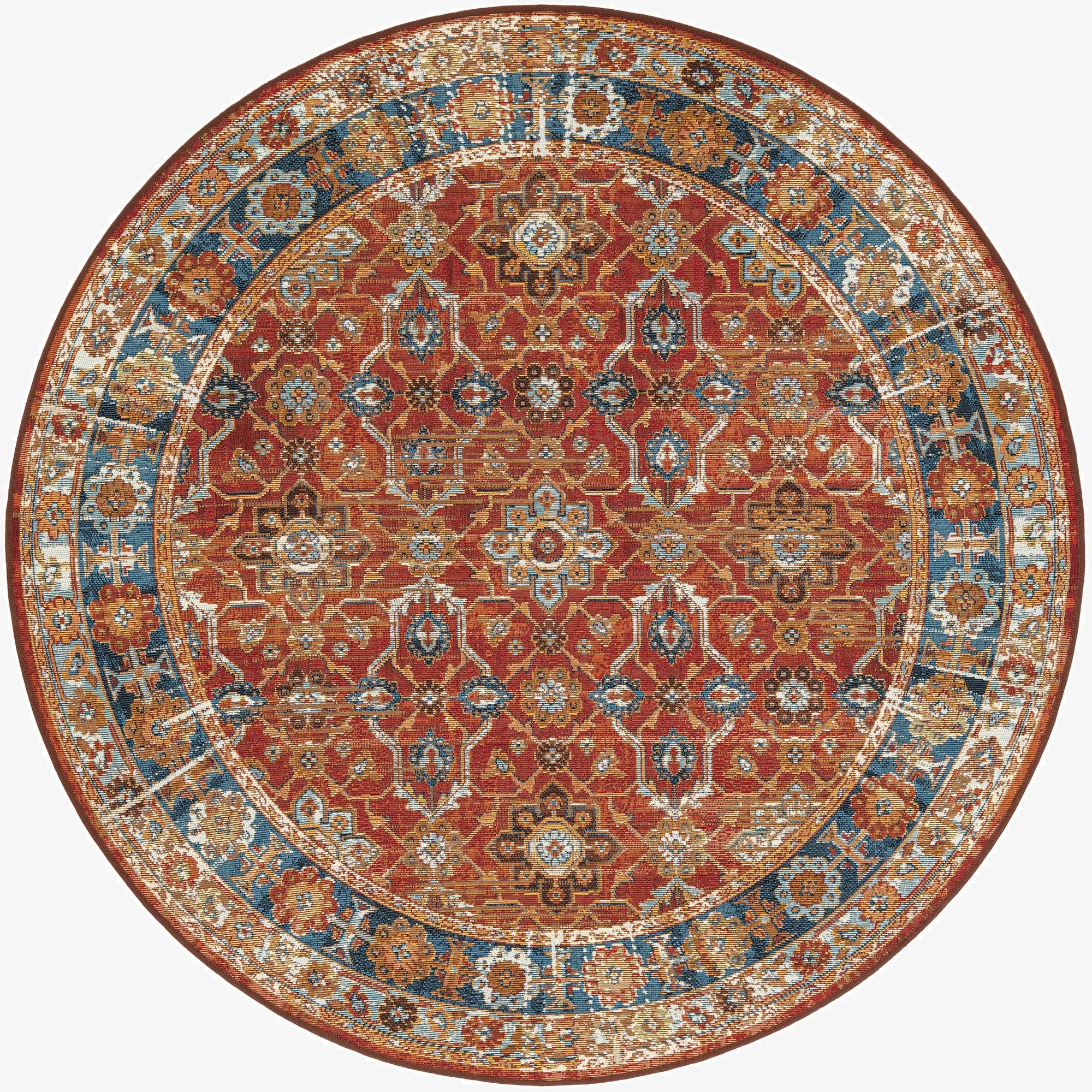  5' x 5'  Washable Traditional Indoor / Outdoor Round Rug