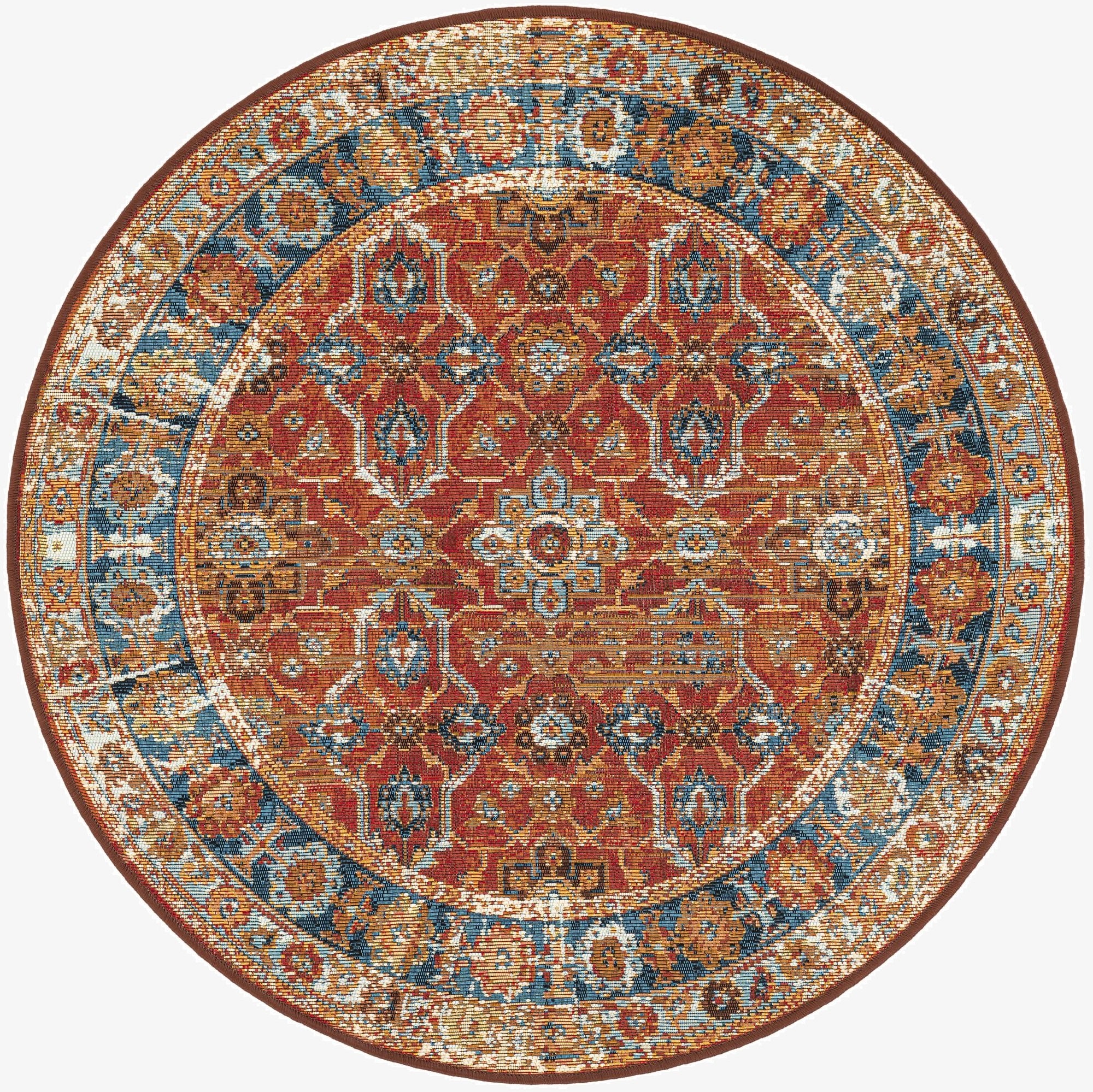  3' x 3'  Washable Traditional Indoor / Outdoor Round Rug