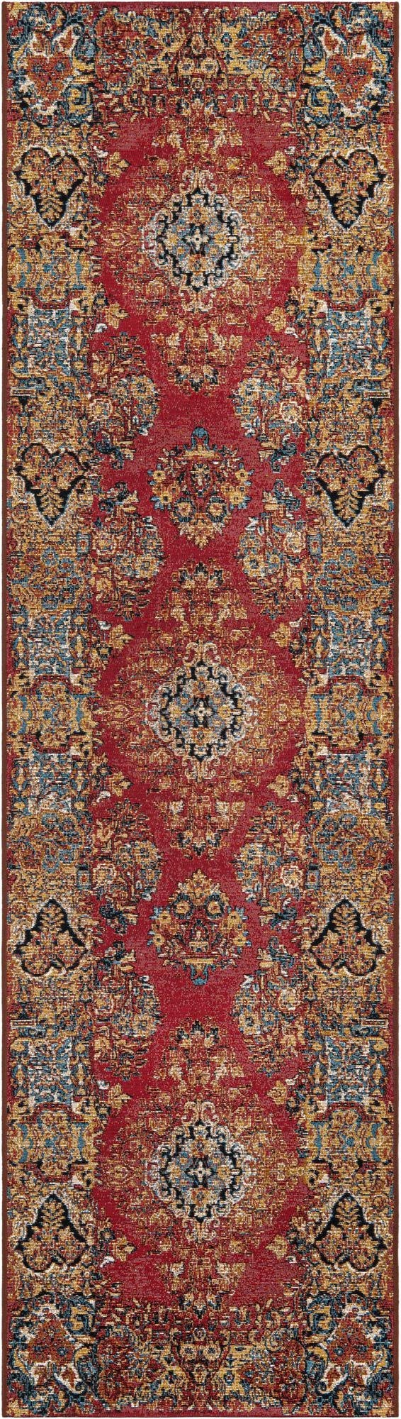  2' 7 x 10'  Washable Traditional Indoor / Outdoor Runner Rug