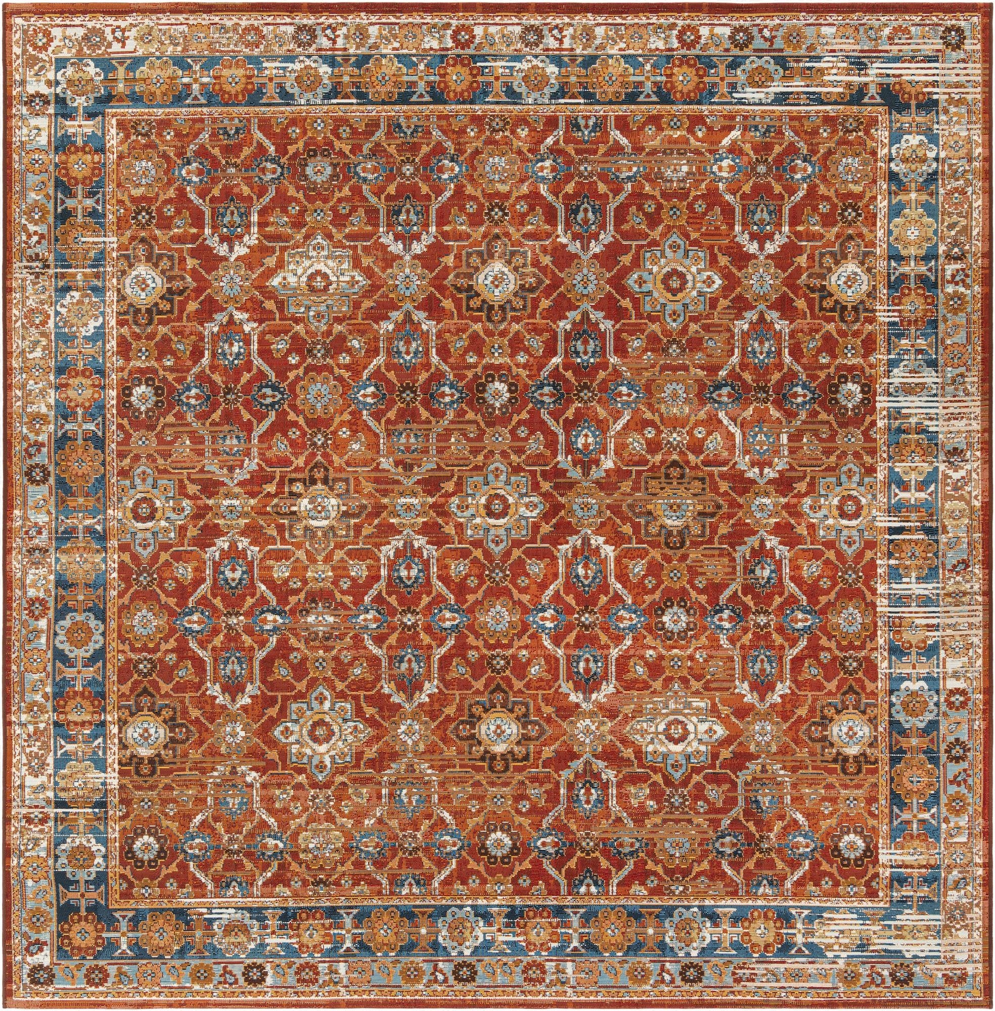  7' 10 x 7' 10  Washable Traditional Indoor / Outdoor Square Rug