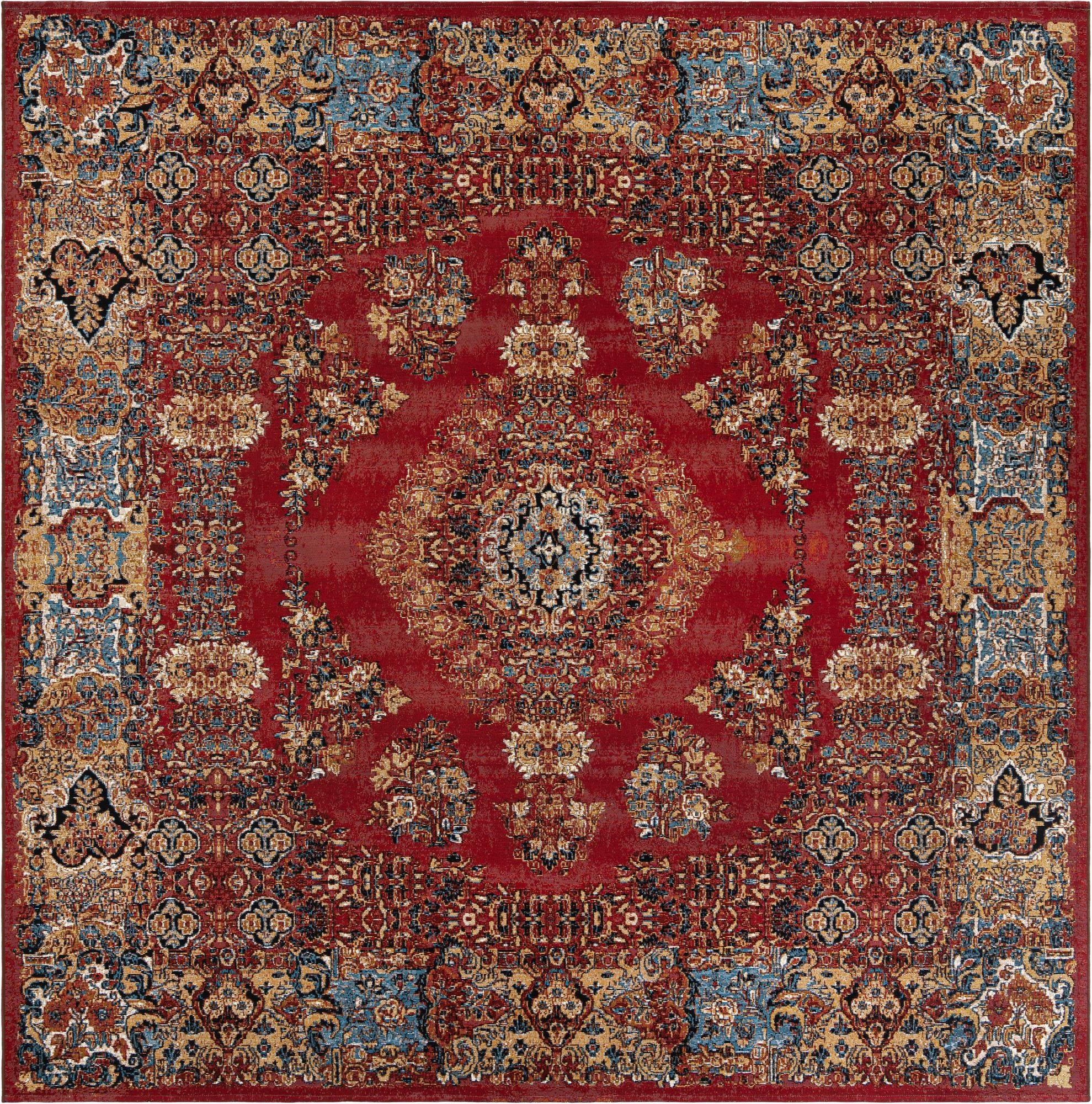  10' x 10'  Washable Traditional Indoor / Outdoor Square Rug