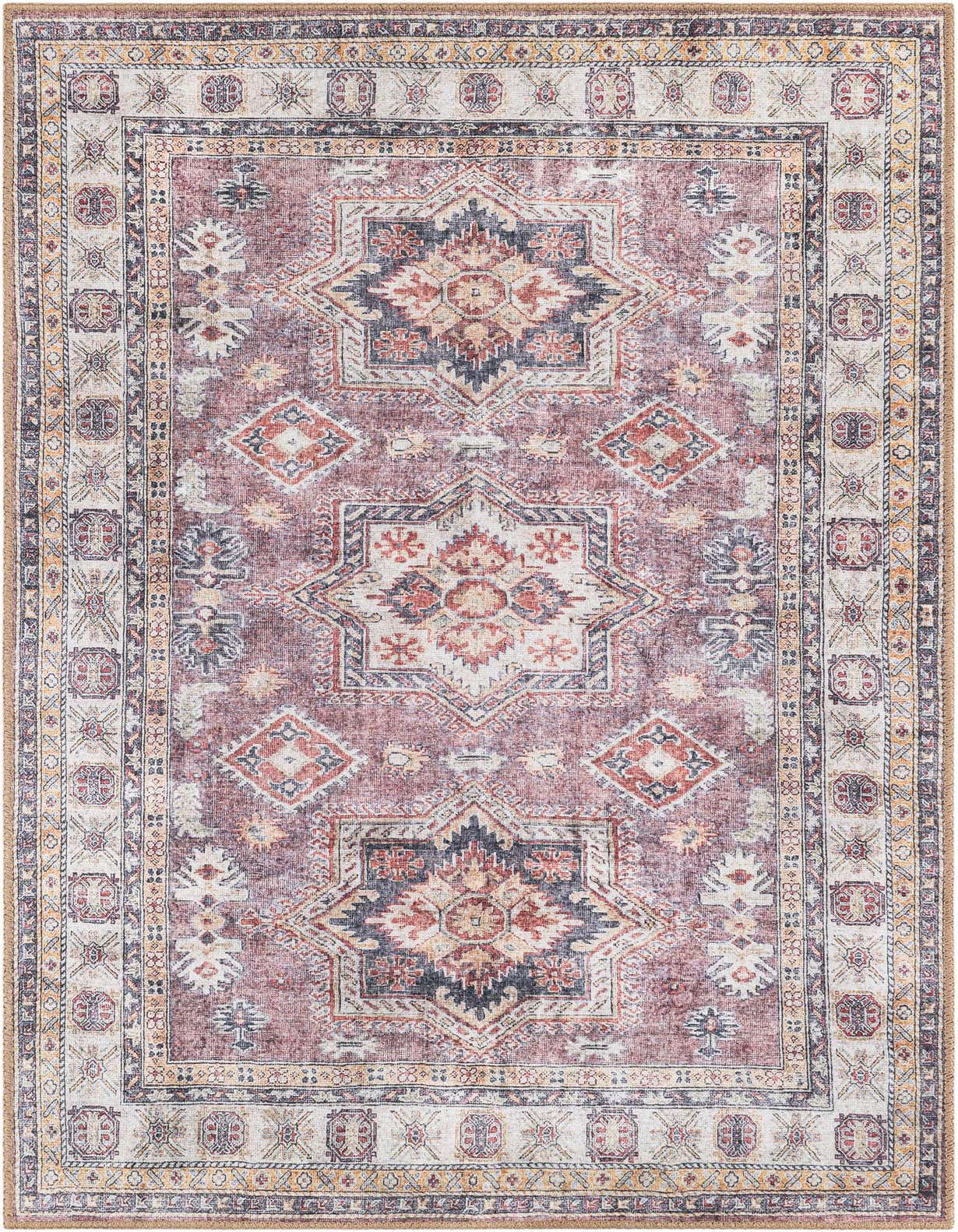 A 3x5 rectangular Rugs.com Timeless rug in antique rose pink with a traditional Oriental medallion pattern.