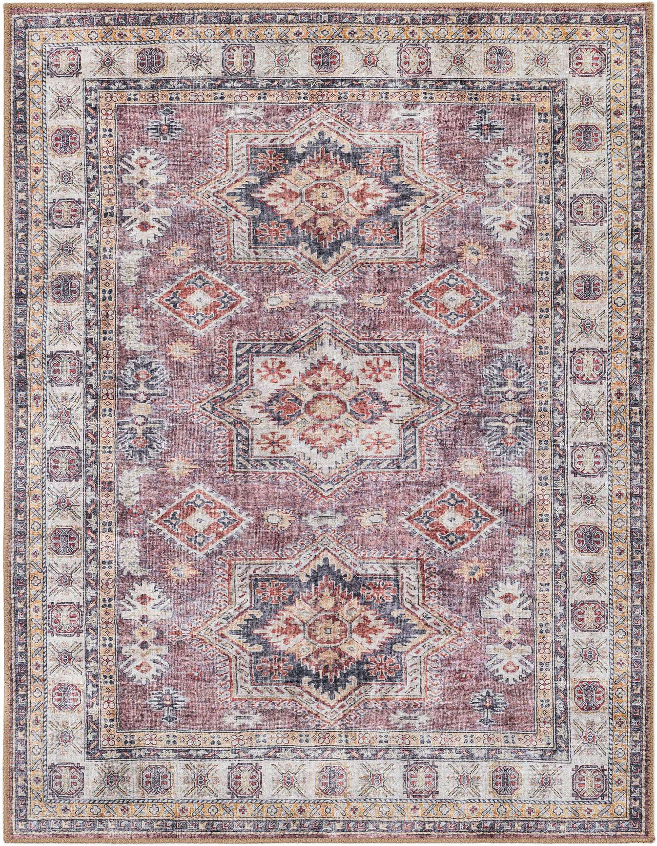 A 4x6 rectangular Rugs.com Timeless rug featuring an antique rose pink field with traditional Oriental medallion patterns in cream, navy, and rust.