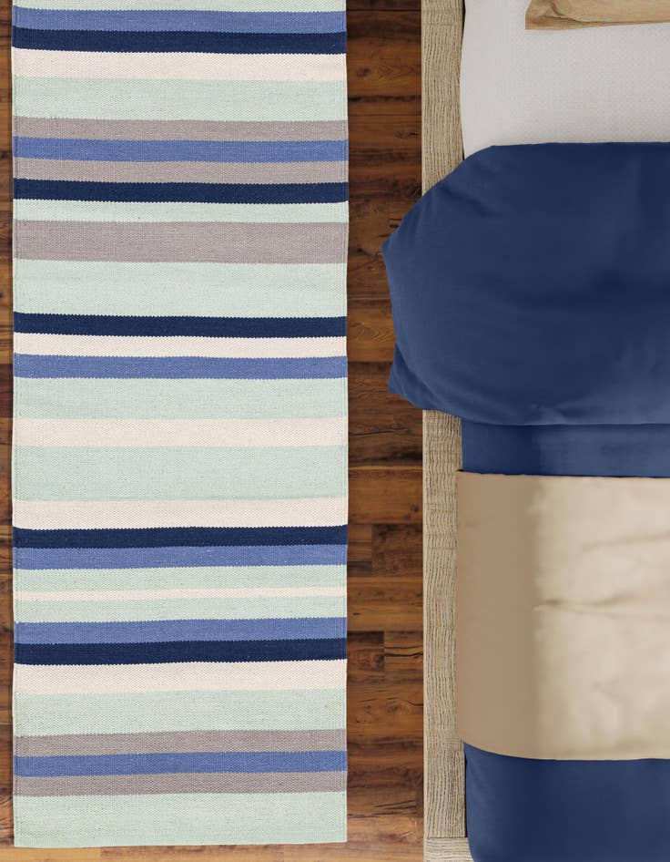 Detail image of  2' x 5' 1  Hand Woven Flatweave Cotton Dhurrie Runner Rug