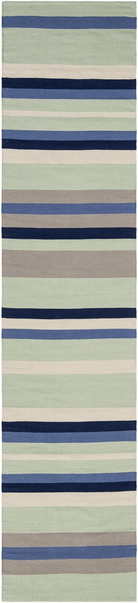 2' 7 x 12'  Hand Woven Flatweave Cotton Dhurrie Runner Rug