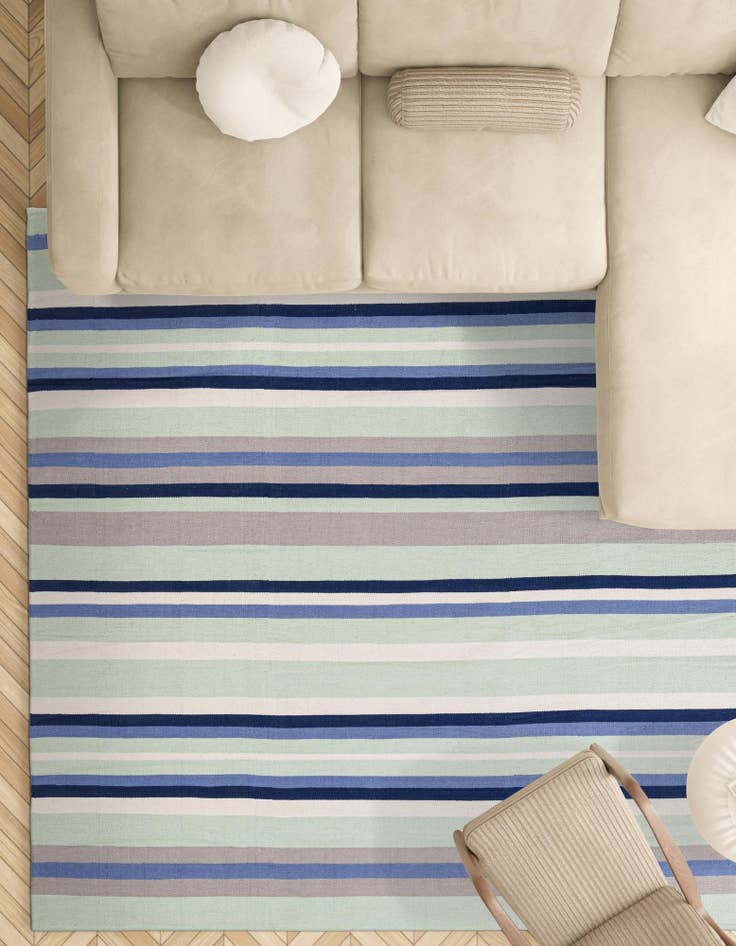 Detail image of  10' x 10'  Hand Woven Flatweave Cotton Dhurrie Square Rug