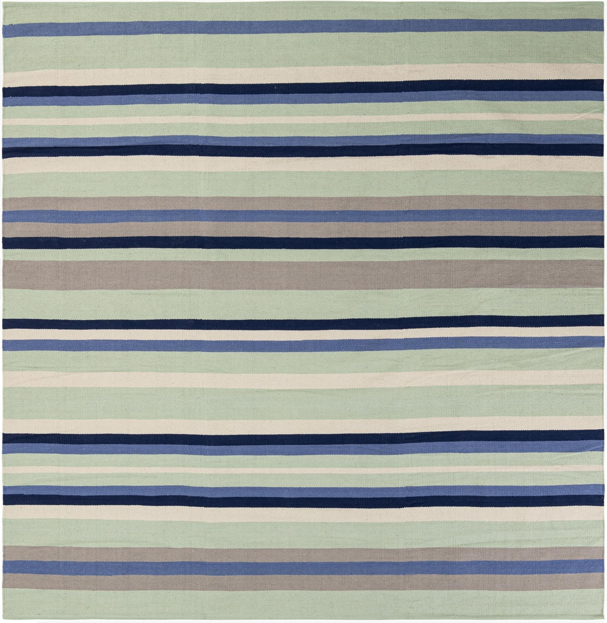  7' 10 x 7' 10  Hand Woven Flatweave Cotton Dhurrie Square Rug