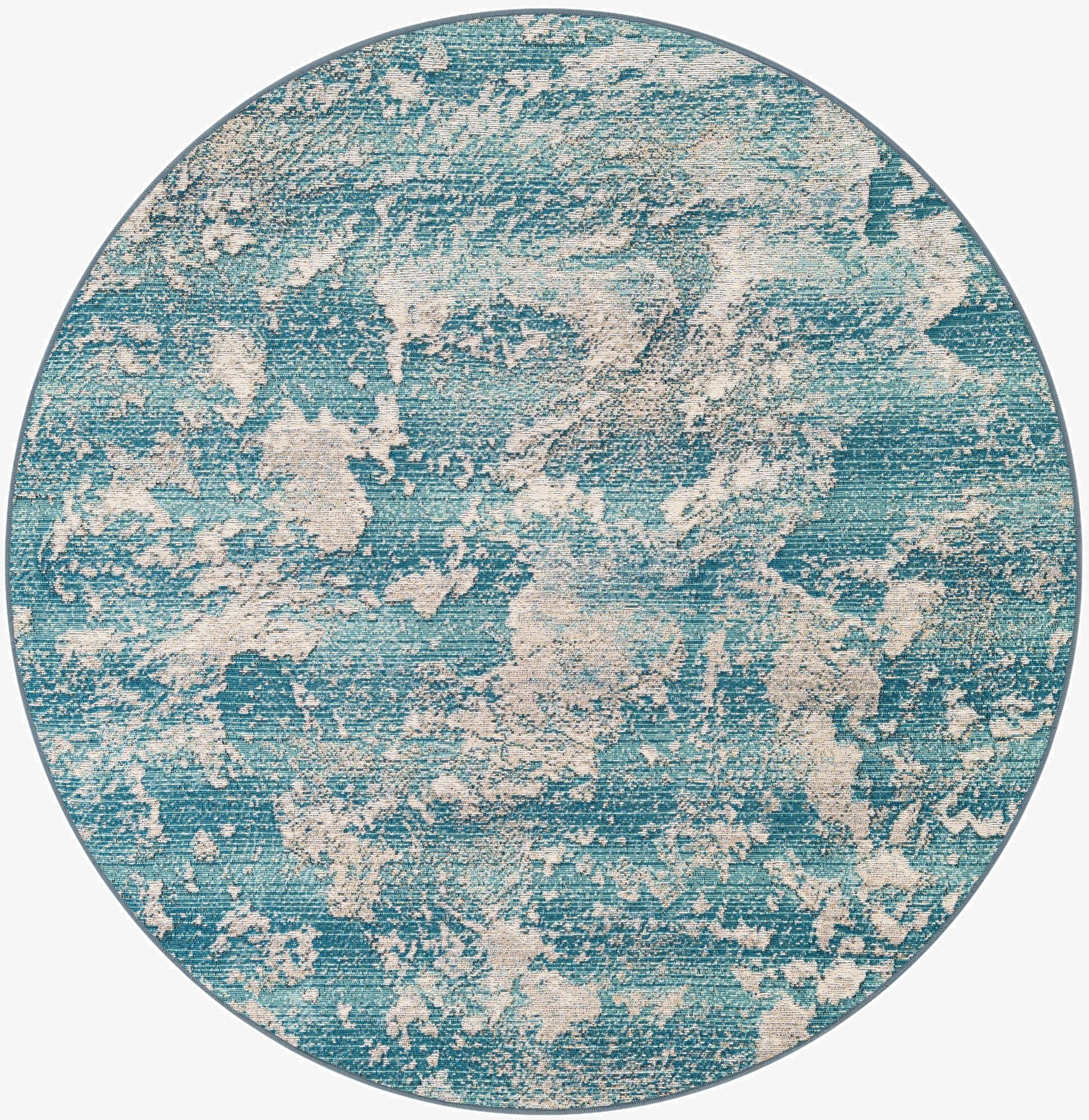  5' x 5'  Washable Modern Indoor / Outdoor Round Rug