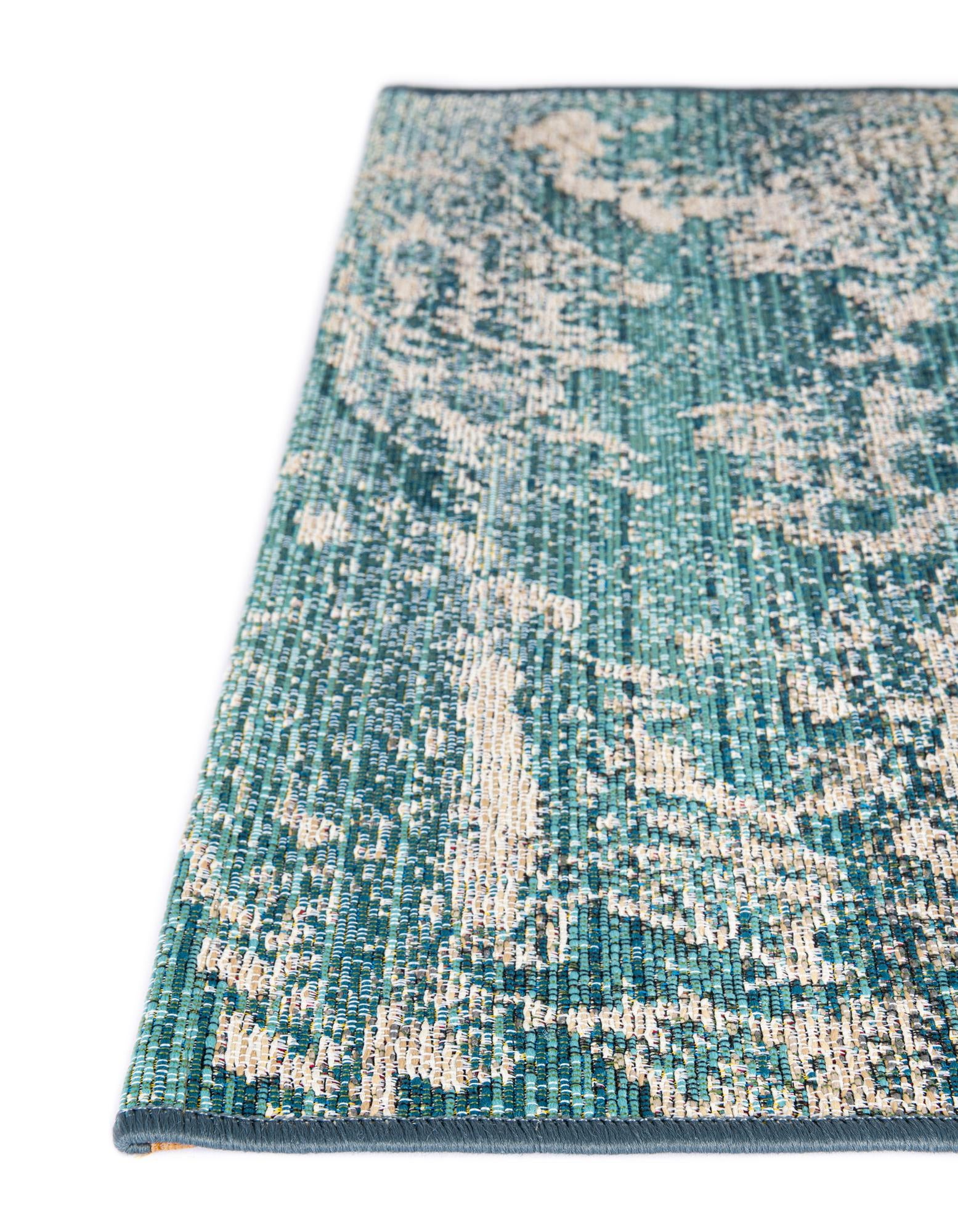 Aqua Blue 2' x 5' Modern Indoor / Outdoor Runner Rug | Rugs.com