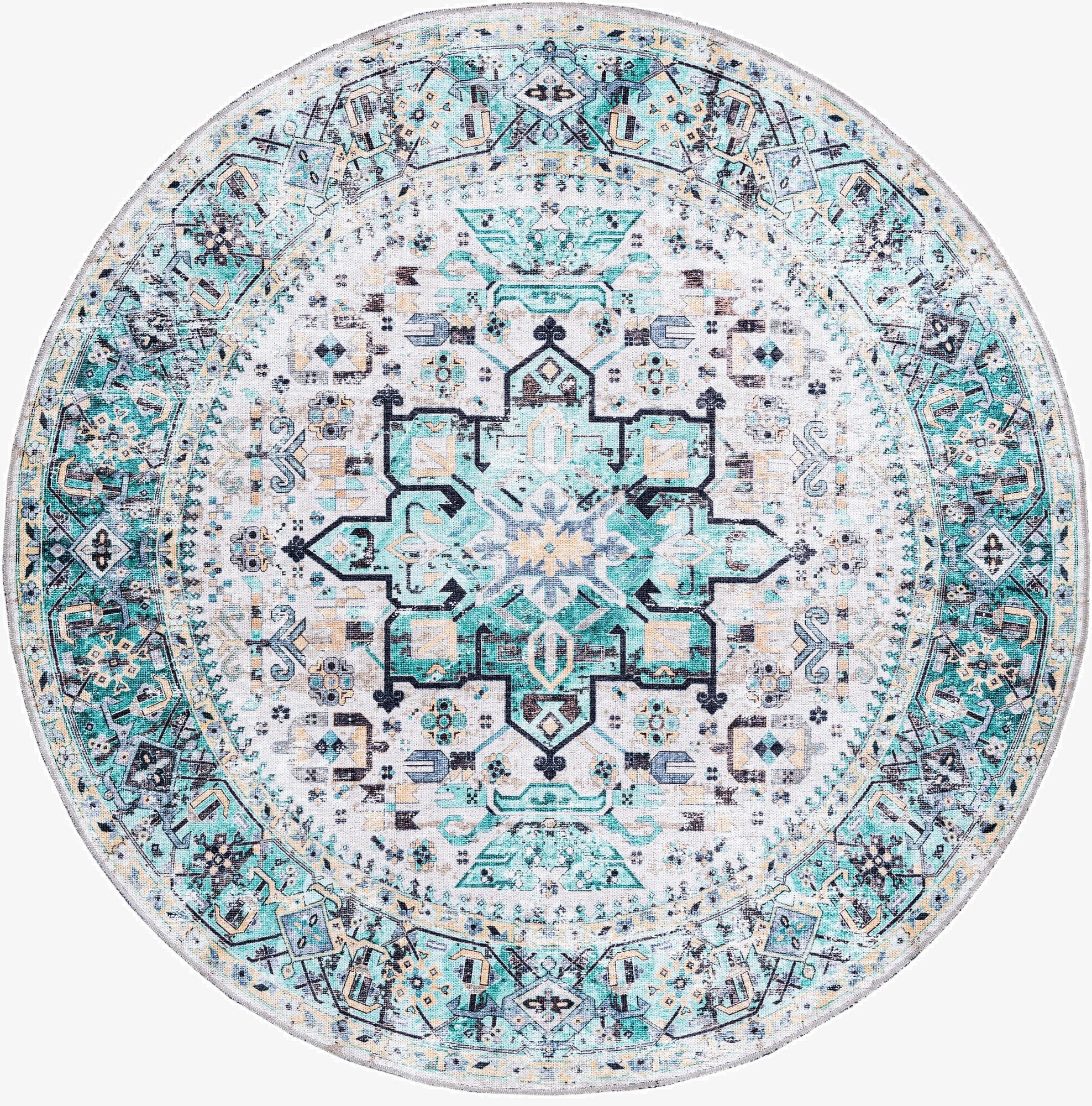  6' x 6'  Washable Yara Round Rug