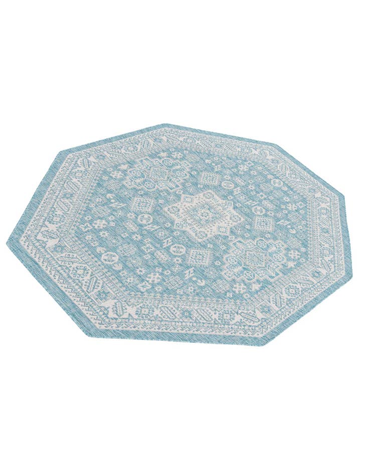 Detail image of  7' 10 x 7' 10  Washable Aztec Indoor / Outdoor Octagon Rug