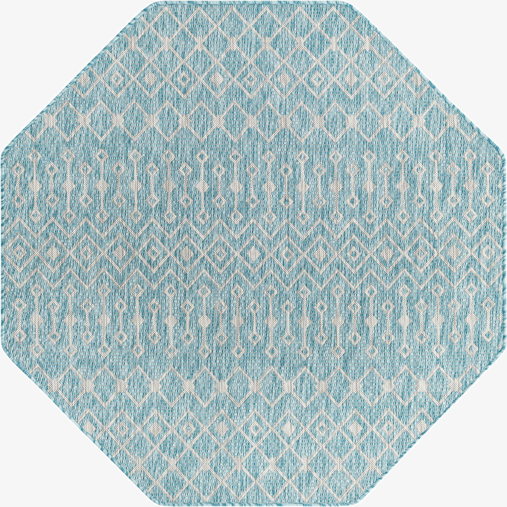 5' 3 x 5' 3  Washable Lattice Indoor / Outdoor Octagon Rug