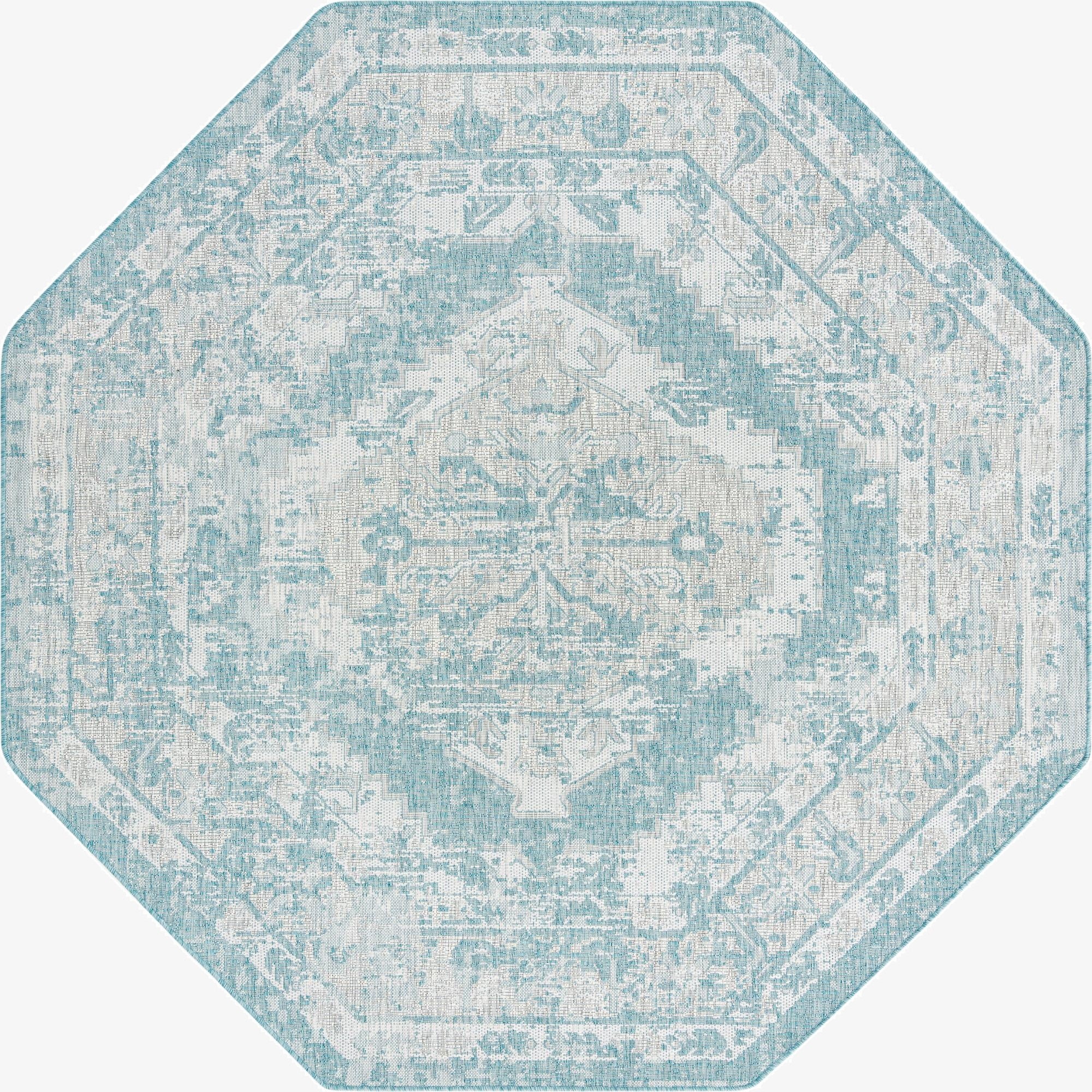  7' 10 x 7' 10  Washable Traditional Indoor / Outdoor Octagon Rug