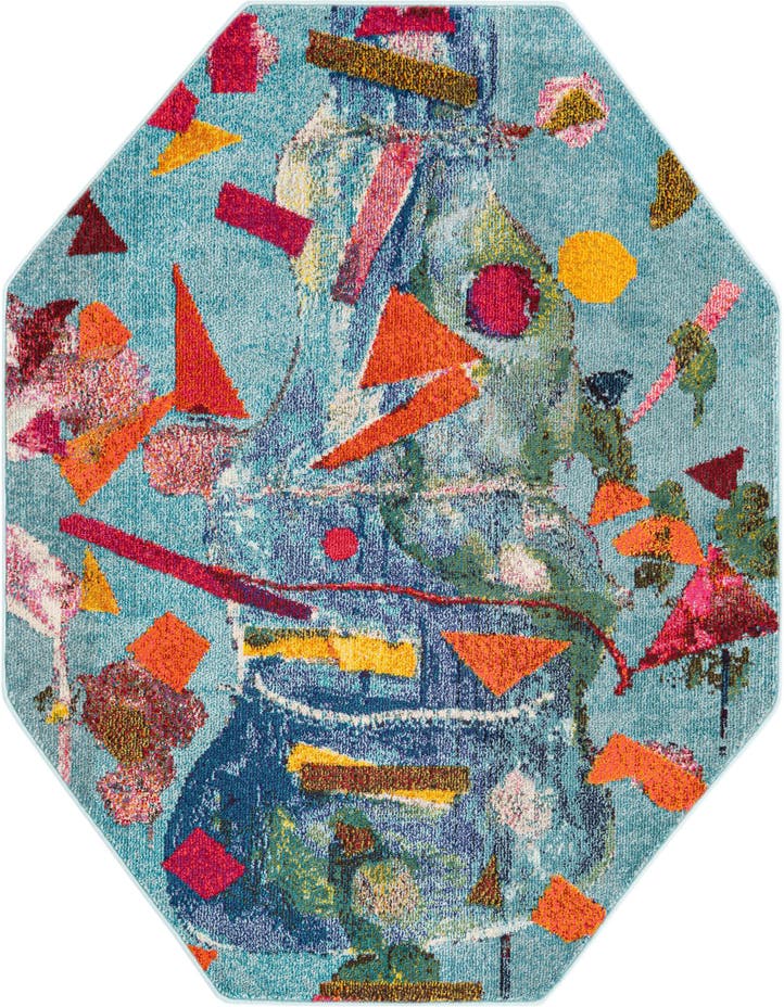  5' 3 x 5' 3  Washable Vivid Octagon Rug