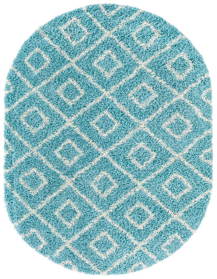 Detail image of  5' 3 x 8' Lattice Shag Oval Rug