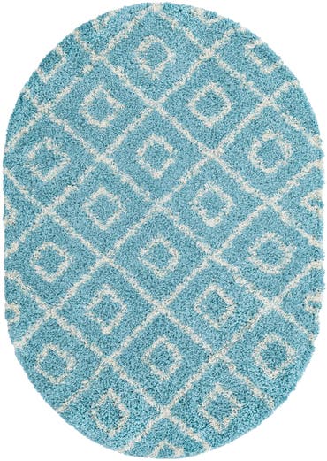  4' x 6' Lattice Shag Oval Rug